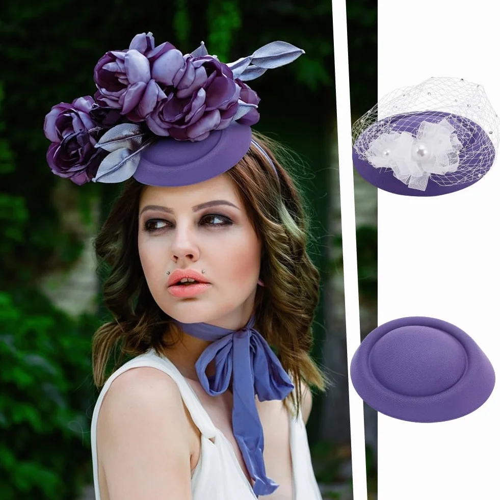 NBEADS 6 Pz Base per Fascinator per Cappello Rotondo, 16x13.5x3.9cm di Stoffa di Velluto Cappello di Fascinator Base Mini Cappello Base di Modisteria Fascinator per La Festa Nuziale Fai da Te