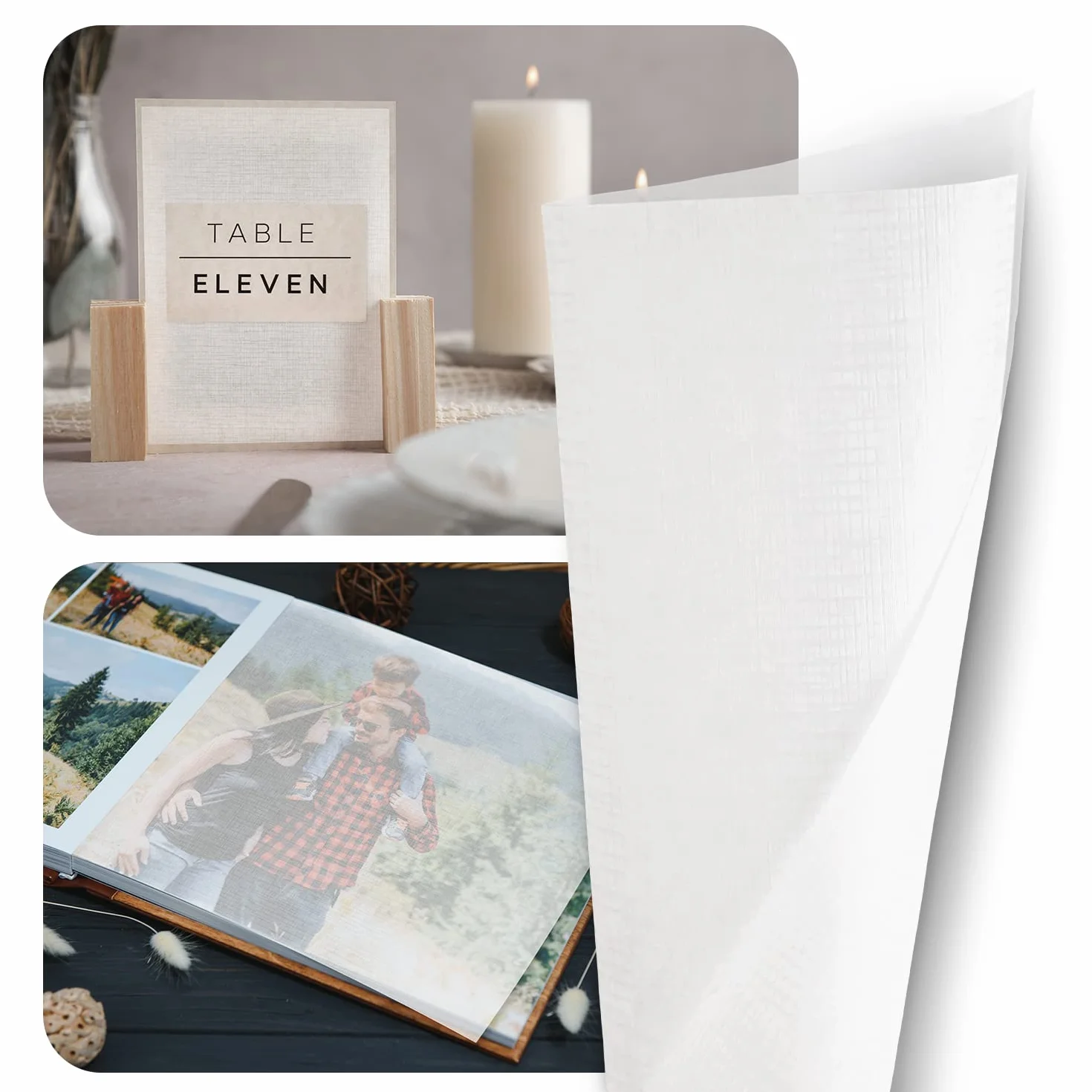 Netuno 50x Carta pergamino Semi Trasparente Bianca Effetto Tela A4 210x 297 mm Carta velina traslucida Elegante Bianca per inviti Biglietti Inserti bomboniere Matrimonio Fidanzamento velina da Regalo