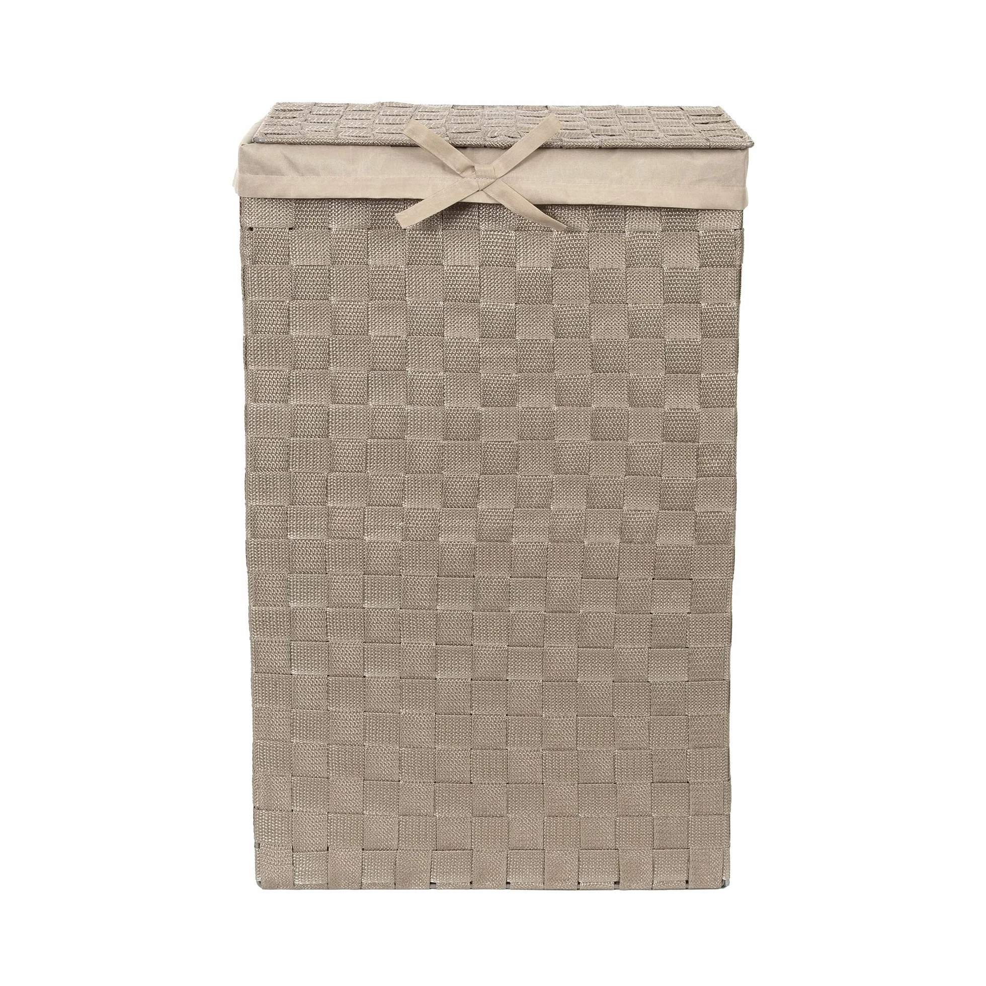 Compactor Tex Cesto Portabiancheria Quadrato con Coperchio, Talpa, Tessuto con Struttura in Metallo, Fodera in Lino Rimovibile, 38 x 25 x 60H cm, RAN6895