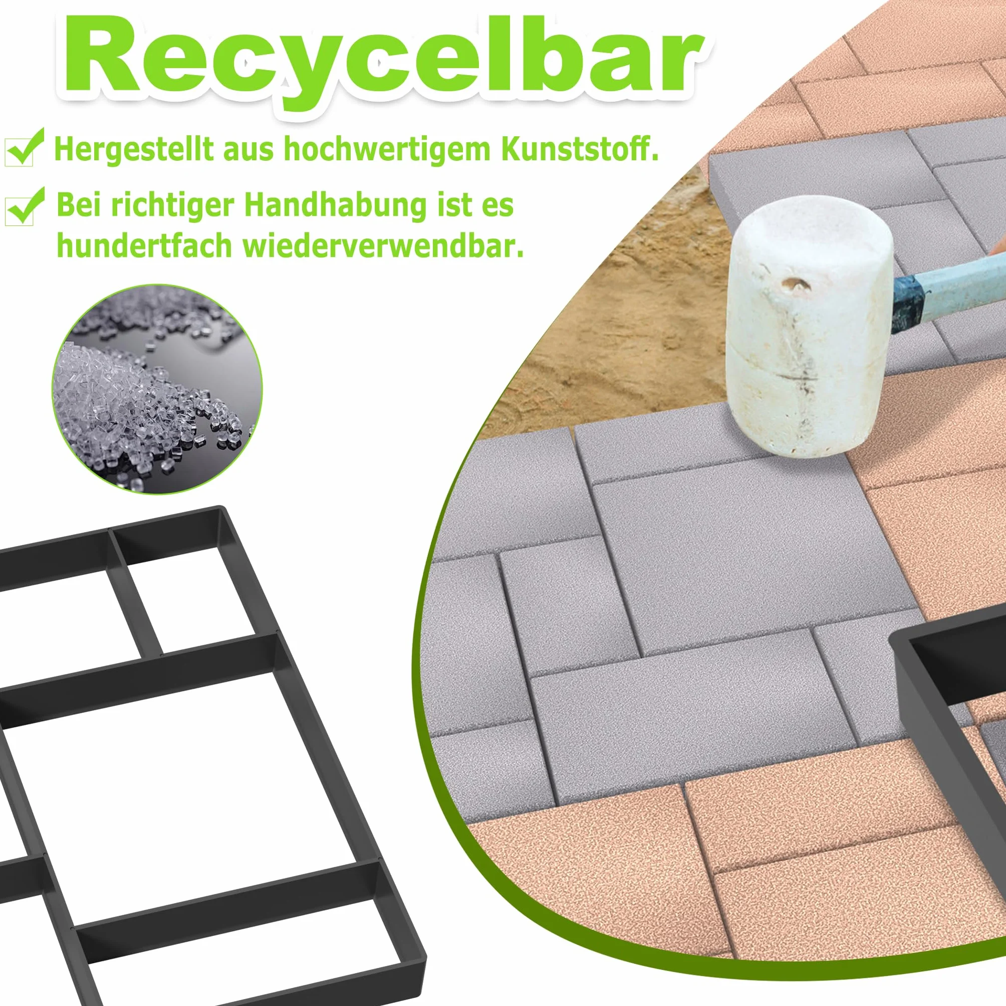 YRHome Stampo per cemento da giardino, in plastica, per pavimentazione, per pavimentazione, giardino, quadrato, modello 1 (8 camere), 1 pezzo