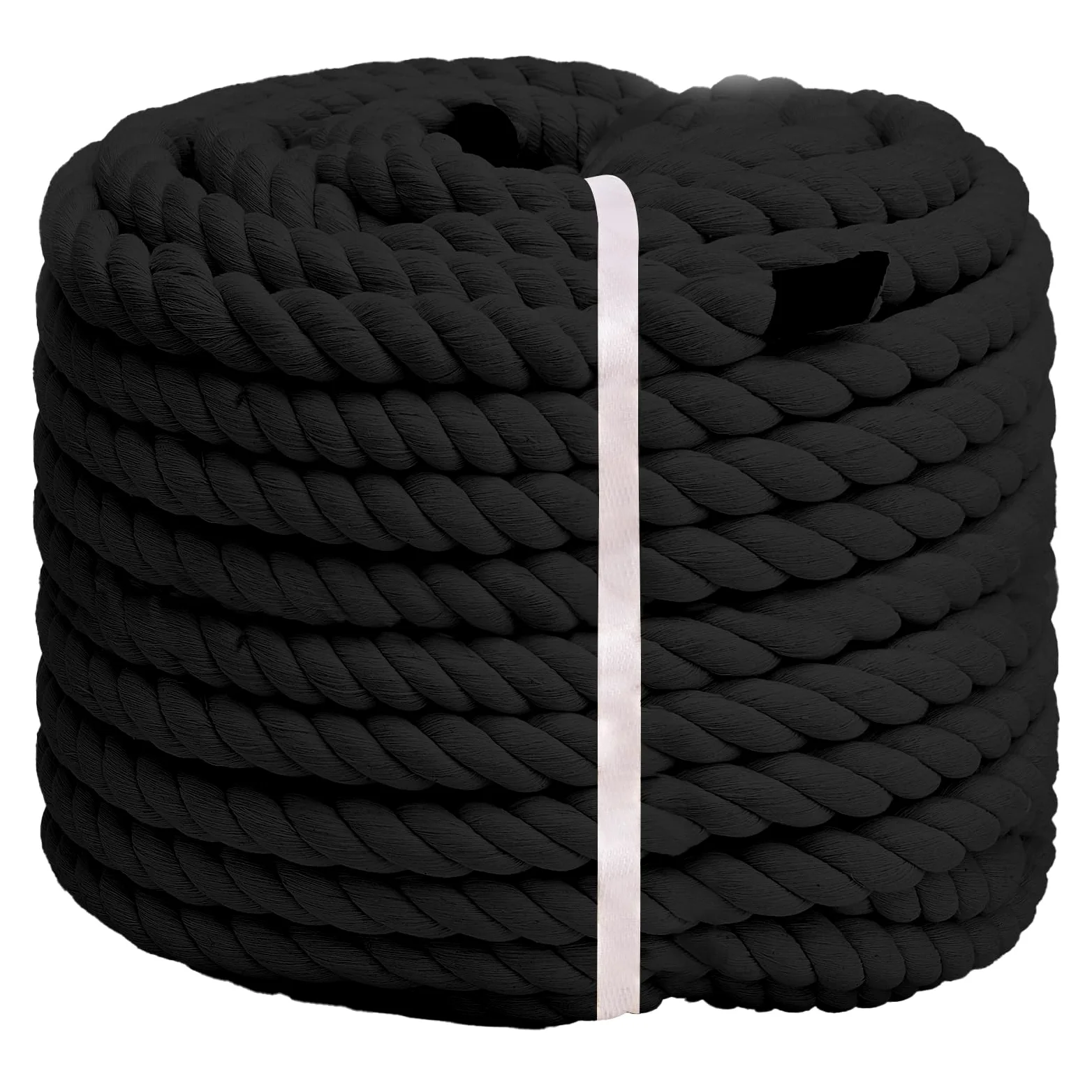 Corda in cotone naturale (2,5 cm x 30,5 m), corda in cotone intrecciato a 3 fili, corda nera spessa naturale, corda morbida per artigianato fai da te, decorazione per giocattoli per animali domestici,