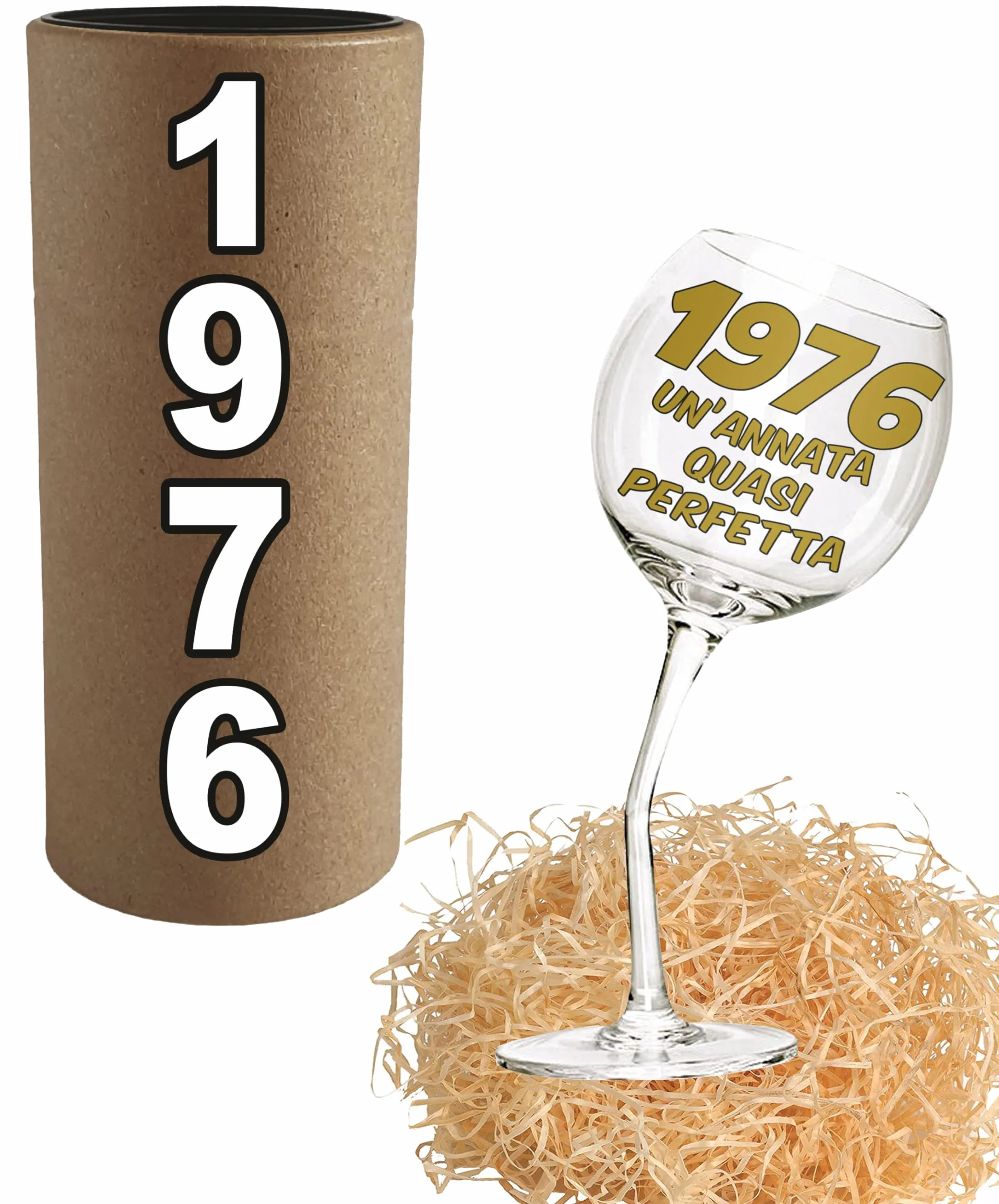 Bombo Bicchiere in Vetro Calice storto 440 ml compleanno 50 anni