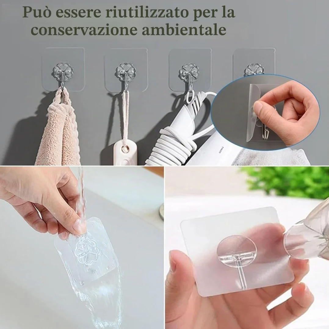Ganci autoadesivi PAIDASHU, confezione da 25, resistenti fino a 10 kg, senza chiodi per bagno e cucina