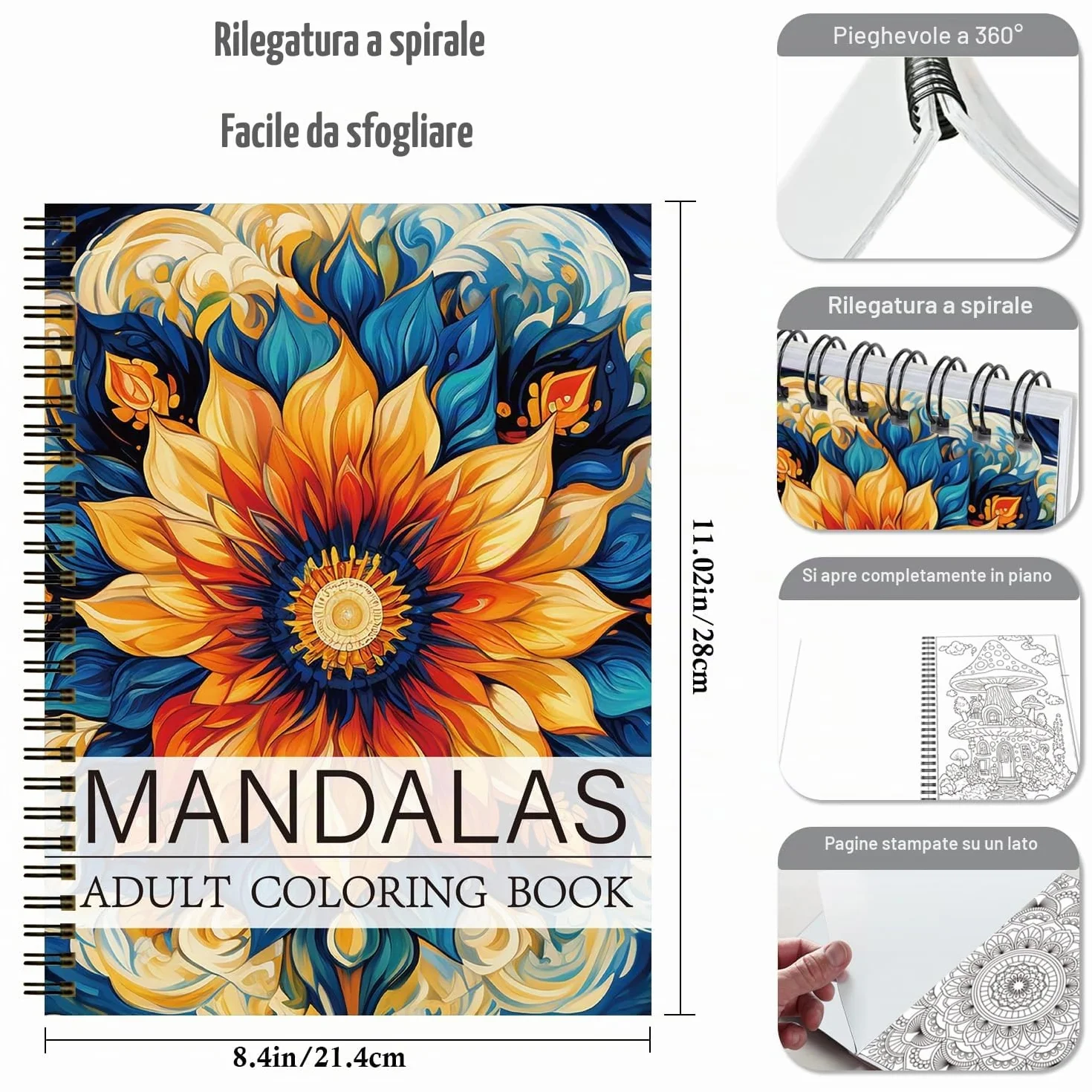 Aannanl 3 Pezzi Libri da Colorare per Adulti, Album da Colorare per Adulti Antistress incluso Mandalas, Fiori e Casa da Favola Tema,A4 Dimensioni,60 Immagini,Anti-Stress e Ansia