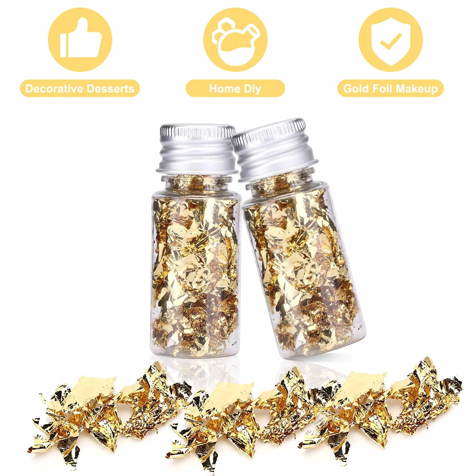 Oro 24K Vero Foglia Oro Decorazione per Torte 2 Bottiglie