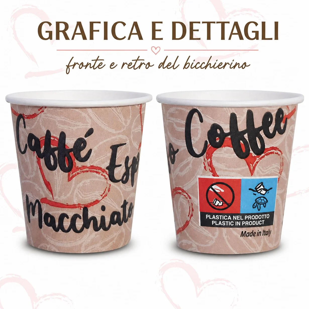 Caffetti Carta Bicchierini Caffè 90 ml Made in Italy 150 Pz Monouso Espresso