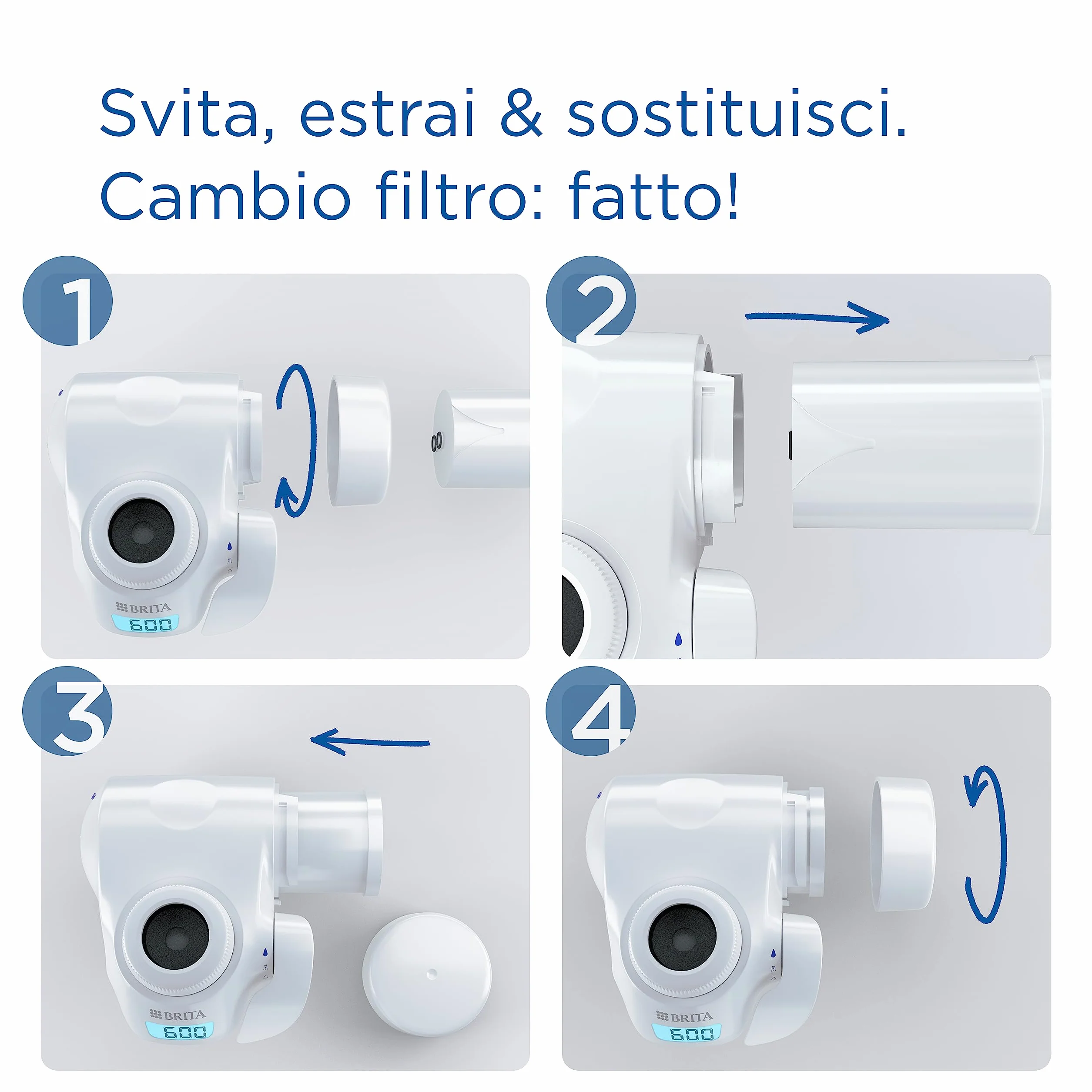 BRITA ON TAP V-MF Filtro acqua rubinetto 600L Riduce cloro PFAS batteri microparticelle metalli