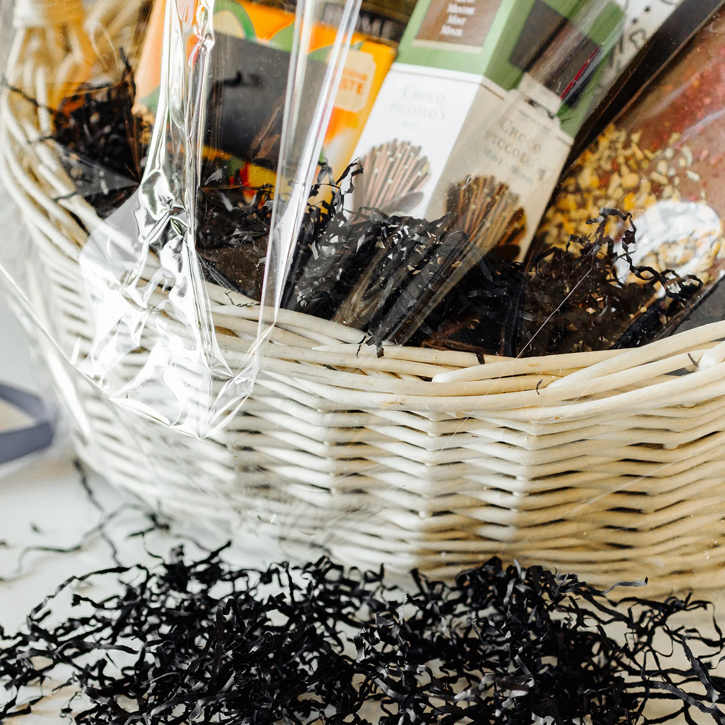 Creative Deco 200g Carta Tagliuzzata Nera, Carta da Pacchi | Carta Imballaggio da Scatola Regalo| Carta Velina Alternativa a Paglia per Cesti Sintetica | Materiale Imballaggio - Riempimento Regalo