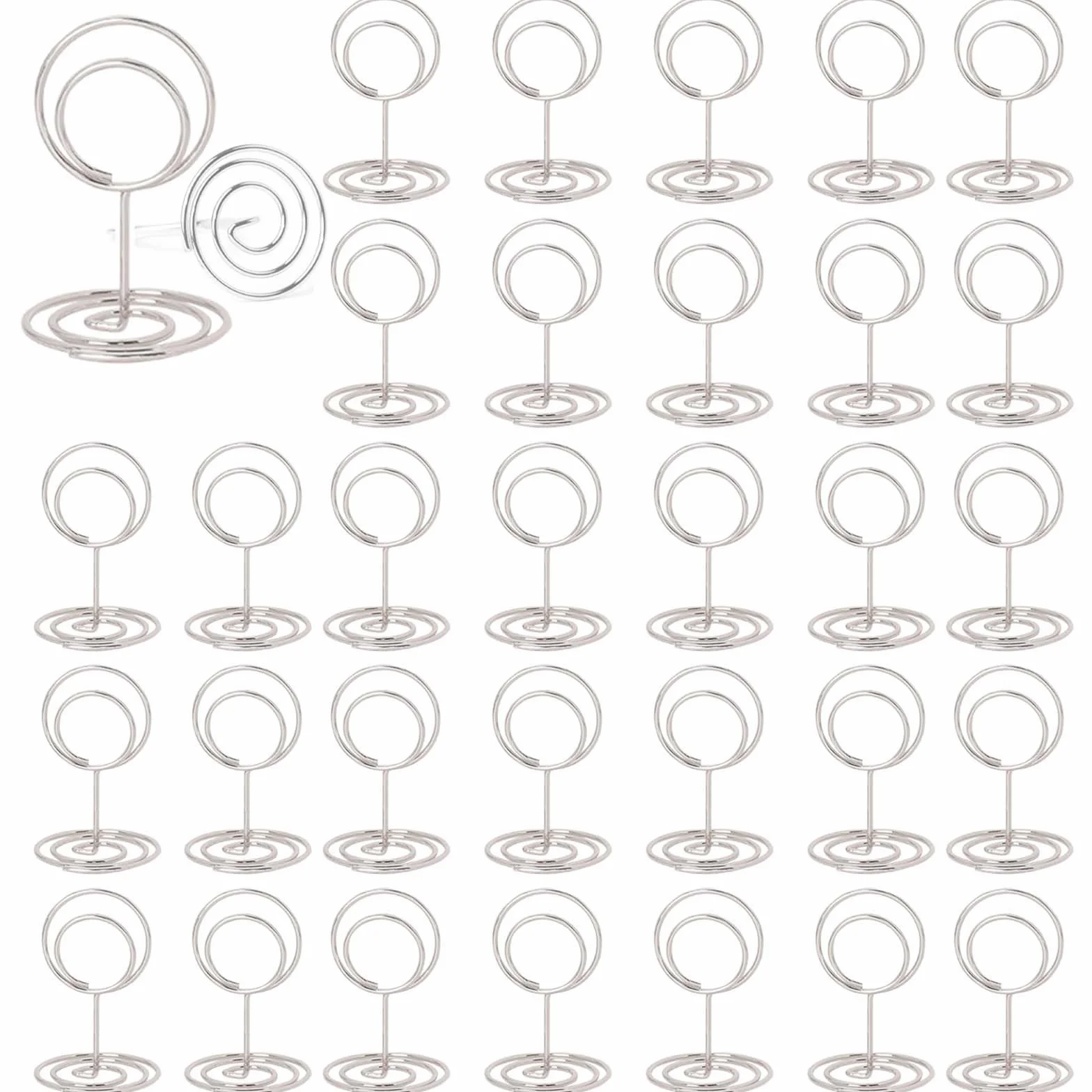 30 Pezzi Argento Segnaposto Tavolo, Segnaposto Matrimonio, Porta Foto, Titolari di Carta Numero di Tabella, Memo Clip, per Feste, Ristoranti, Foto, Matrimoni, Banchetti, Eventi (Rotondo)