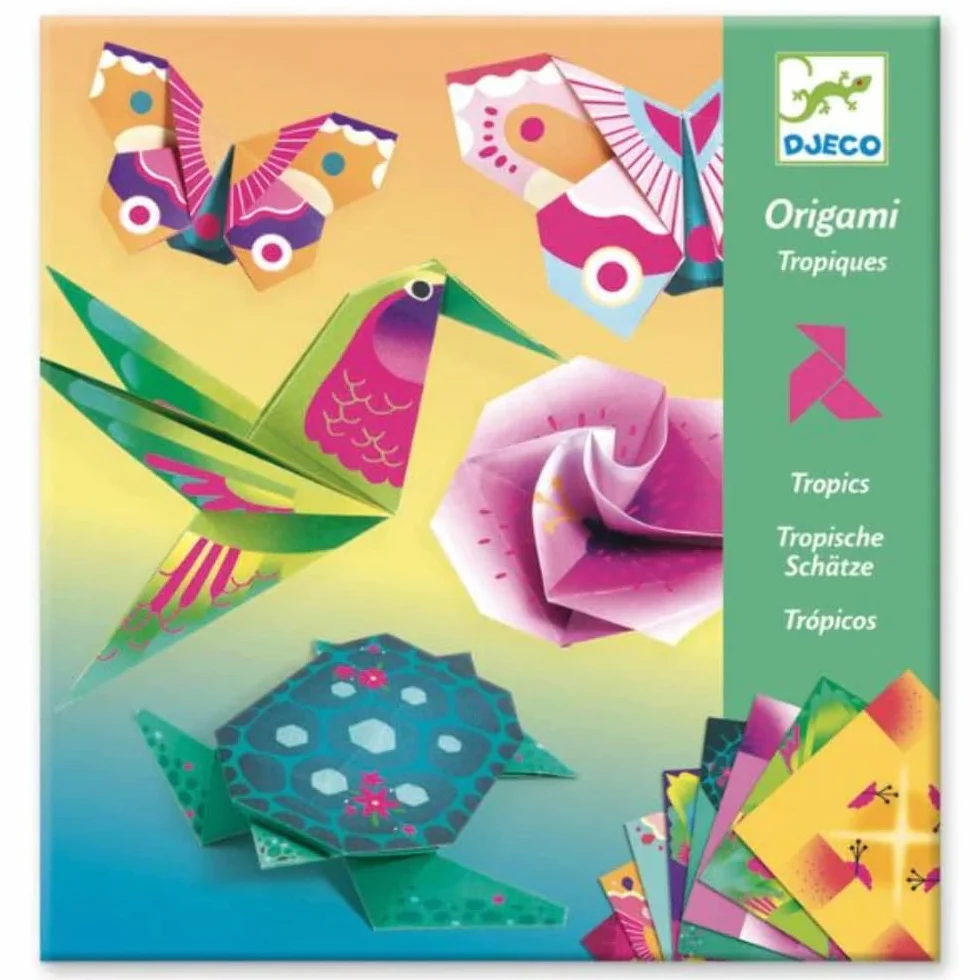 DJECO - Papiroflessia Origami Tropici (min. 2 u.) Bambole e Figure, M (DJ08754)