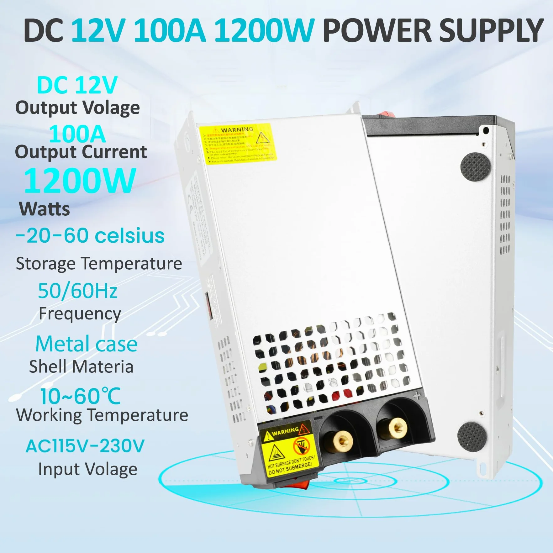 DC 12V 100A 1200W Alimentatore Trasformatore 230V AC to DC 12Volt 100A Interruttore 1200W Alimentatore per Pompa LED CCTV Telecamera Sicurezza Auto Stereo Stampante 3D e altri 12V Dispositivi