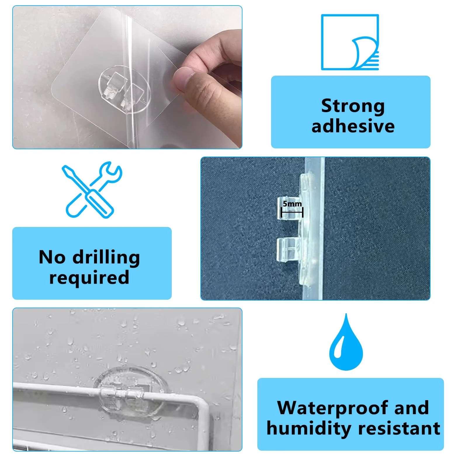 20 Pz Gancio Adesivo Bagno, Ganci Adesivi Bagno Impermeabili Senza Foratura per Mensola da Doccia, Cestini per Doccia, Portaoggetti Portasapone da Appendere