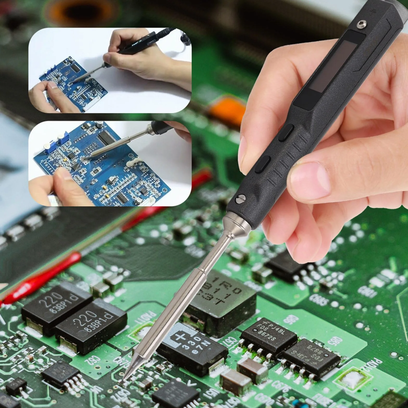 Saldatore Elettrico TS100 Mini Saldatore Digitale 65W Kit di Saldatura Elettrica Portatile a Forma di Penna per Riparazioni di Circuiti Stampati e Componenti Elettronici