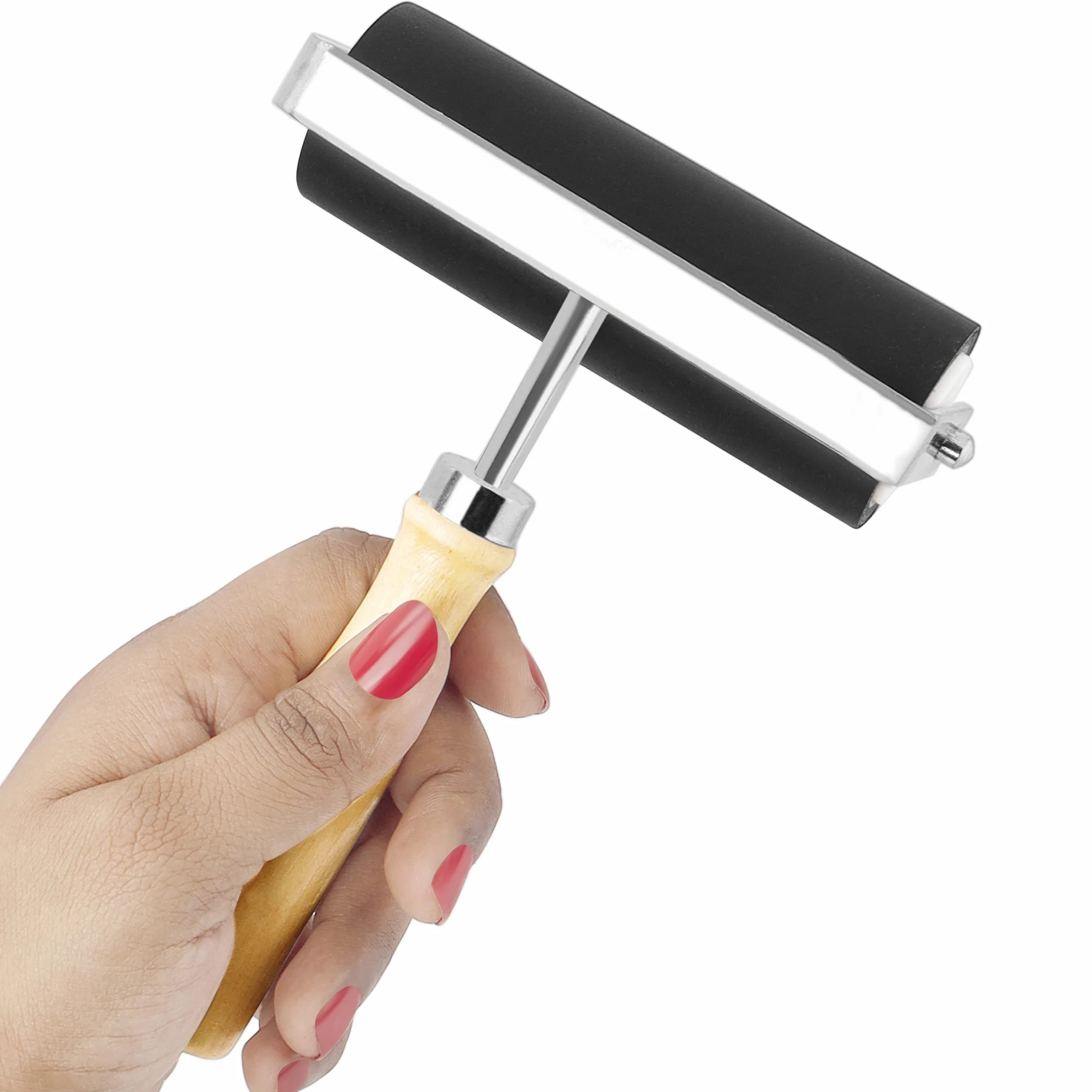 Kurtzy Rullo in Gomma per Stampa 10 cm Nero Brayer Roller Linoleprint