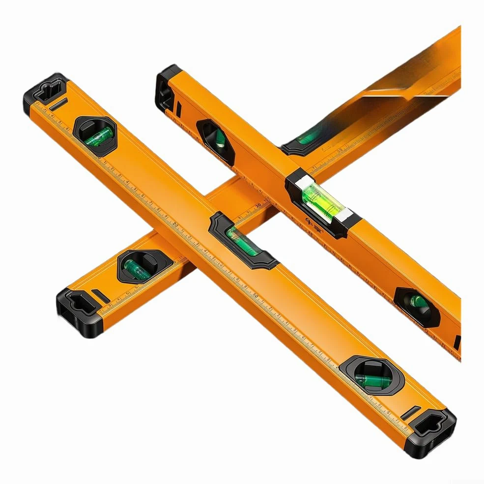 Righello magnetico arancione in alluminio, resistente, per misurare lo spirito, con graduazioni chiare e protezioni terminali in ABS (500 mm)