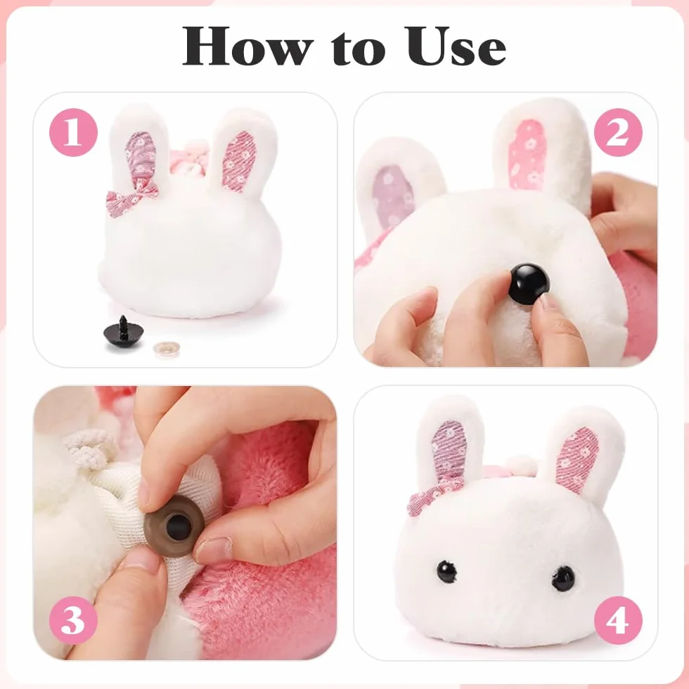 915 Pezzi Occhi di Sicurezza per Amigurumi 6-14 MM,Occhi e Naso per Uncinetto,Occhio Plastica per Pupazzi con Rondelle,Safety Eyes,Occhio Bambola per Lavoretti Colorati per Peluche Fai Da Te