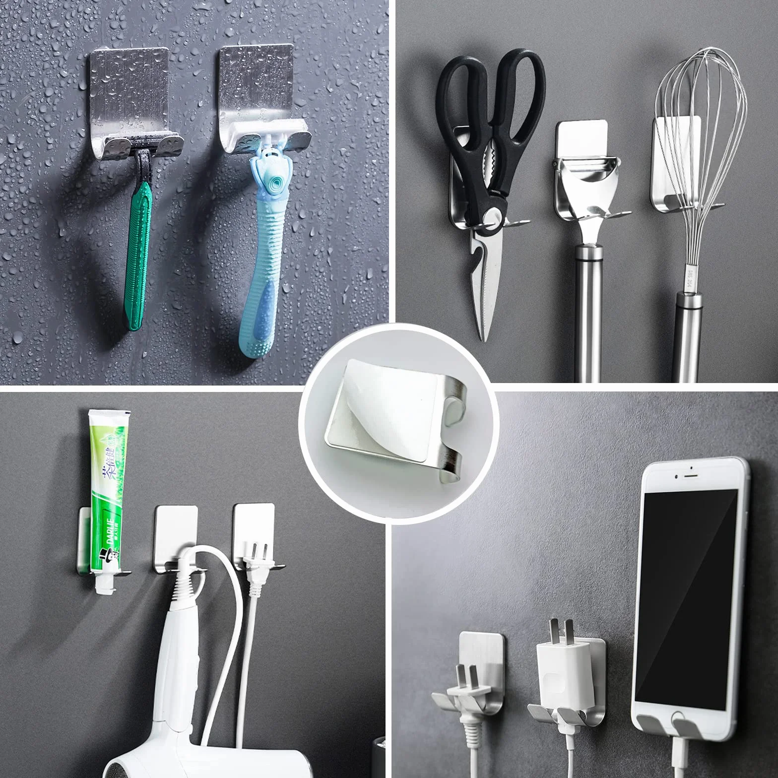 Set Accessori Bagno Acciaio Inossidabile 8 Pezzi Portasciugamani Porta Carta Igienica Argent