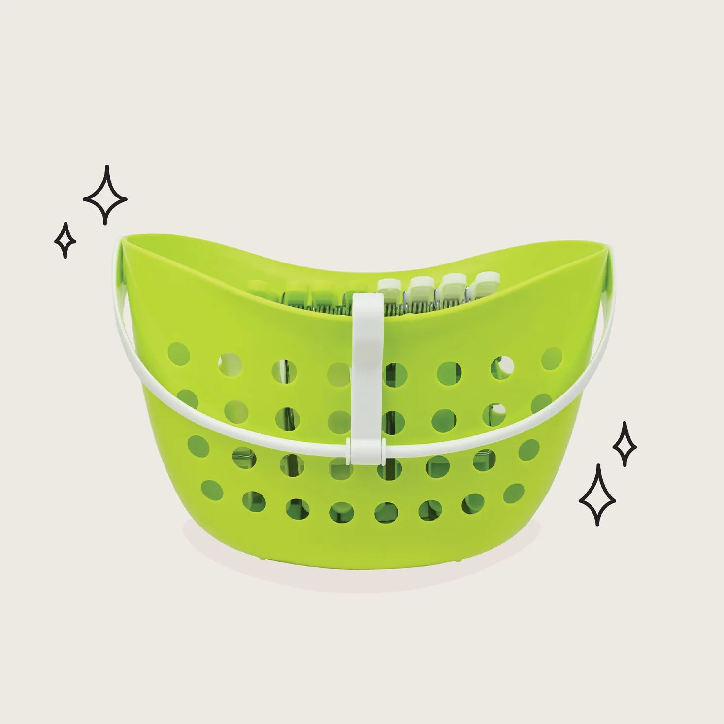 LAGUELLE – Cesto con 48 pinze anti-scivolo, fabbricazione francese, cestello verde, pinze assortite (verde e bianco)
