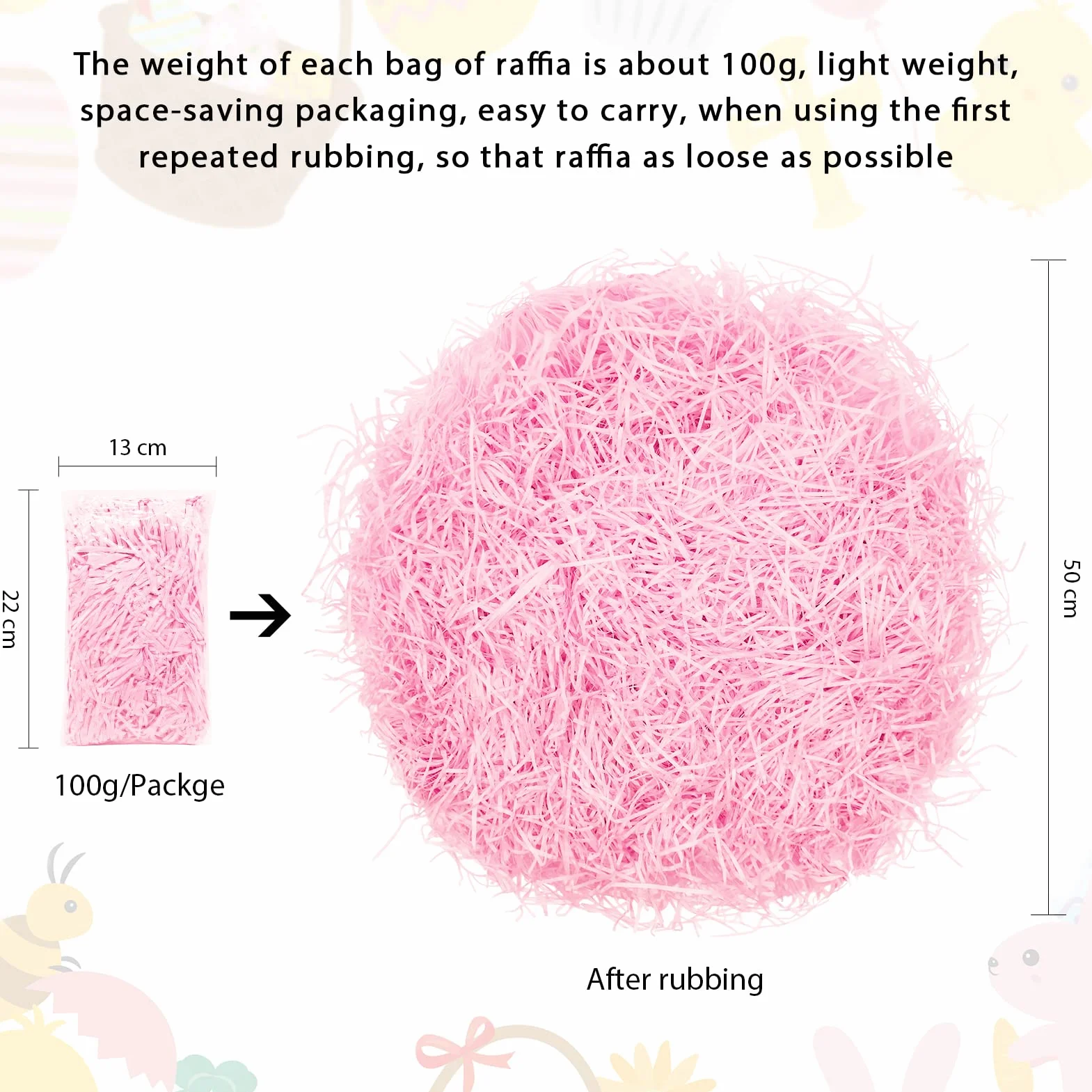 Paglia per Cesti Decorativa 100g Raffia per Riempimento Regali Filler per Cestini Scatola Regalo e Decorazioni Materiale per Party Matrimoni Natale (Rosa)