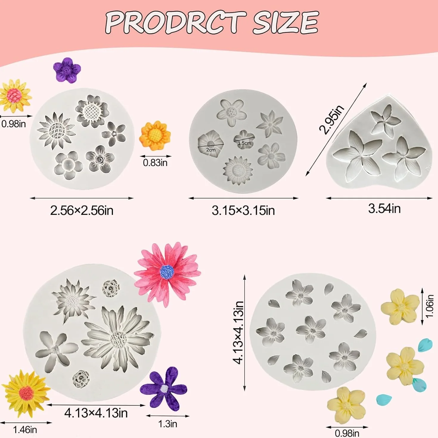 Stampo Silicone Fiori 5 Pezzi 3D Stampi Silicone Fiori Stampi in Silicone Fiori Pasta di Zucchero per Decorazione di Torte, Pasticceria, Produzione di Saponi Candele (A)
