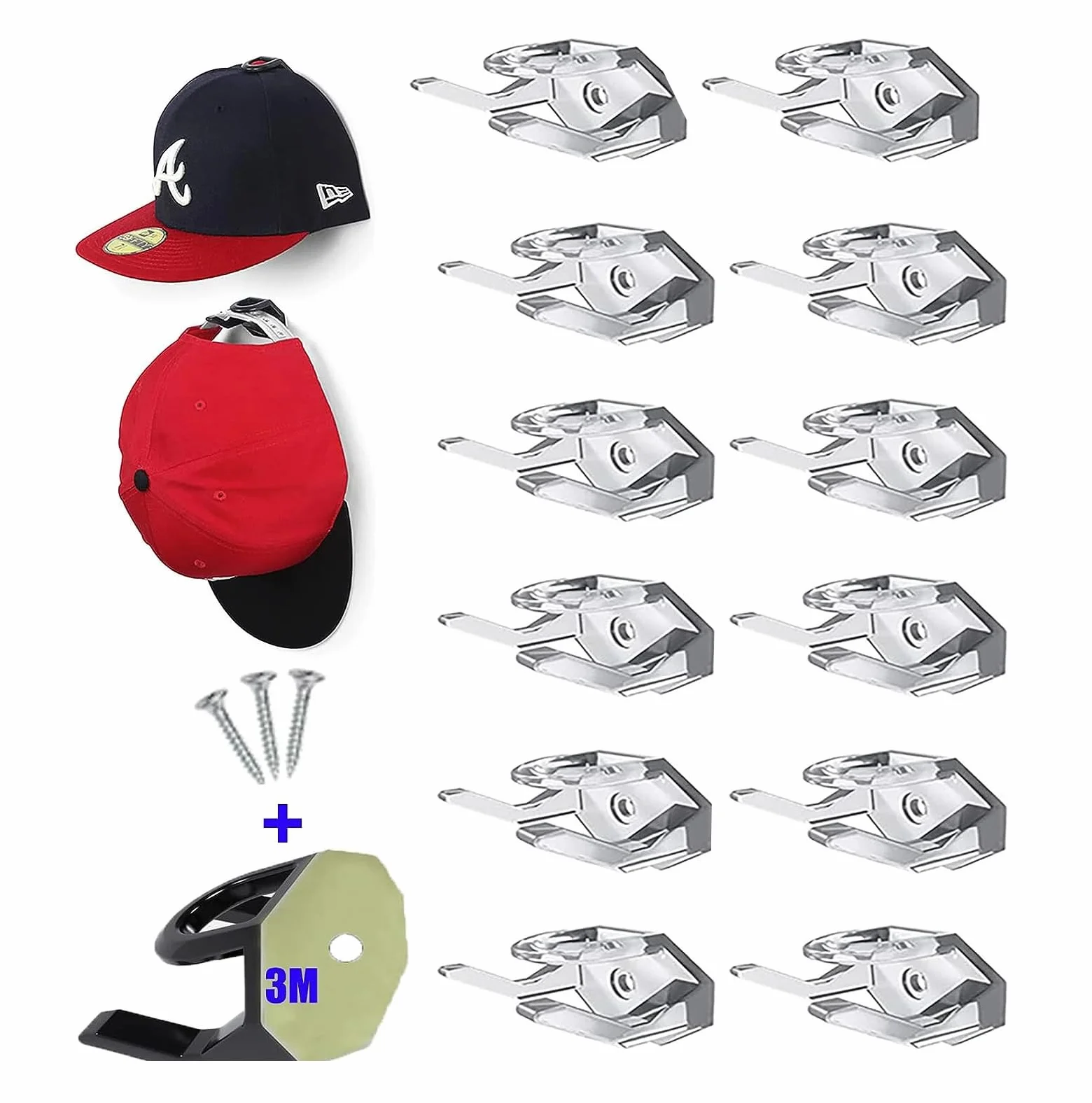 Portacappelli da parete adesivi 12 pezzi gancio cappello senza perforazione con viti