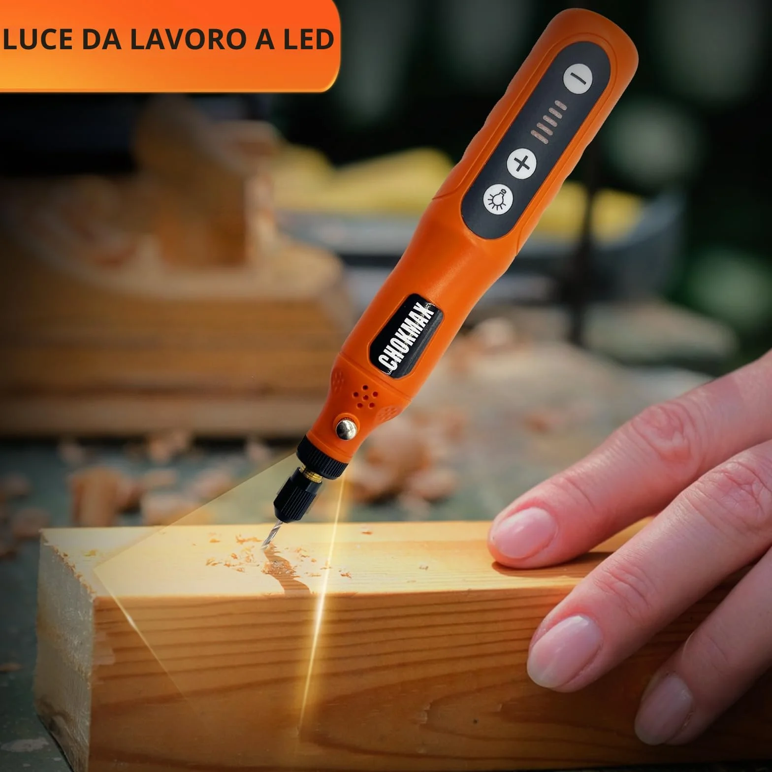Mini utensile rotante senza fili, kit smerigliatrice 5 velocità con 72 accessori, luce LED, ricarica tipo C