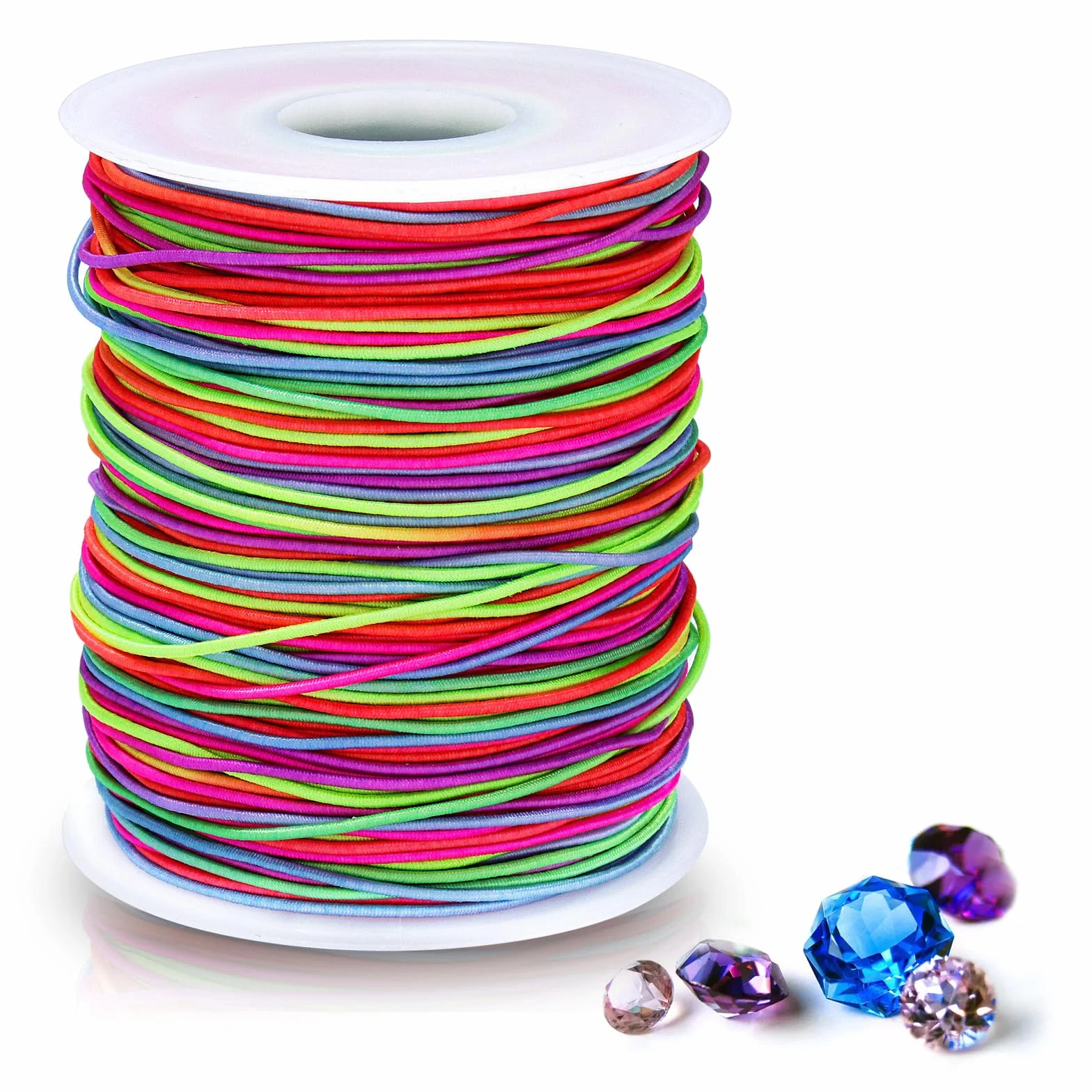 Alyvisun 1mm x 100m Filo per Braccialetti, Durevole Arcobaleno Filo per Braccialetti Adatto per Fare Gioielli DIY, Bracciali, Collane, Artigianato, Decorazioni (Colorato)
