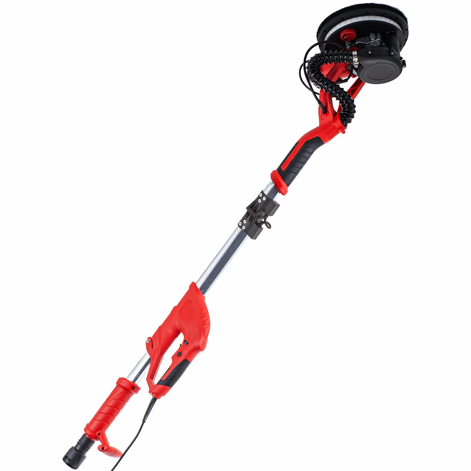 VEVOR Levigatrice per Cartongesso 850W, Velocità 800-1750 giri/min, Impugnatura Estensibile, LED, Tubo Polvere