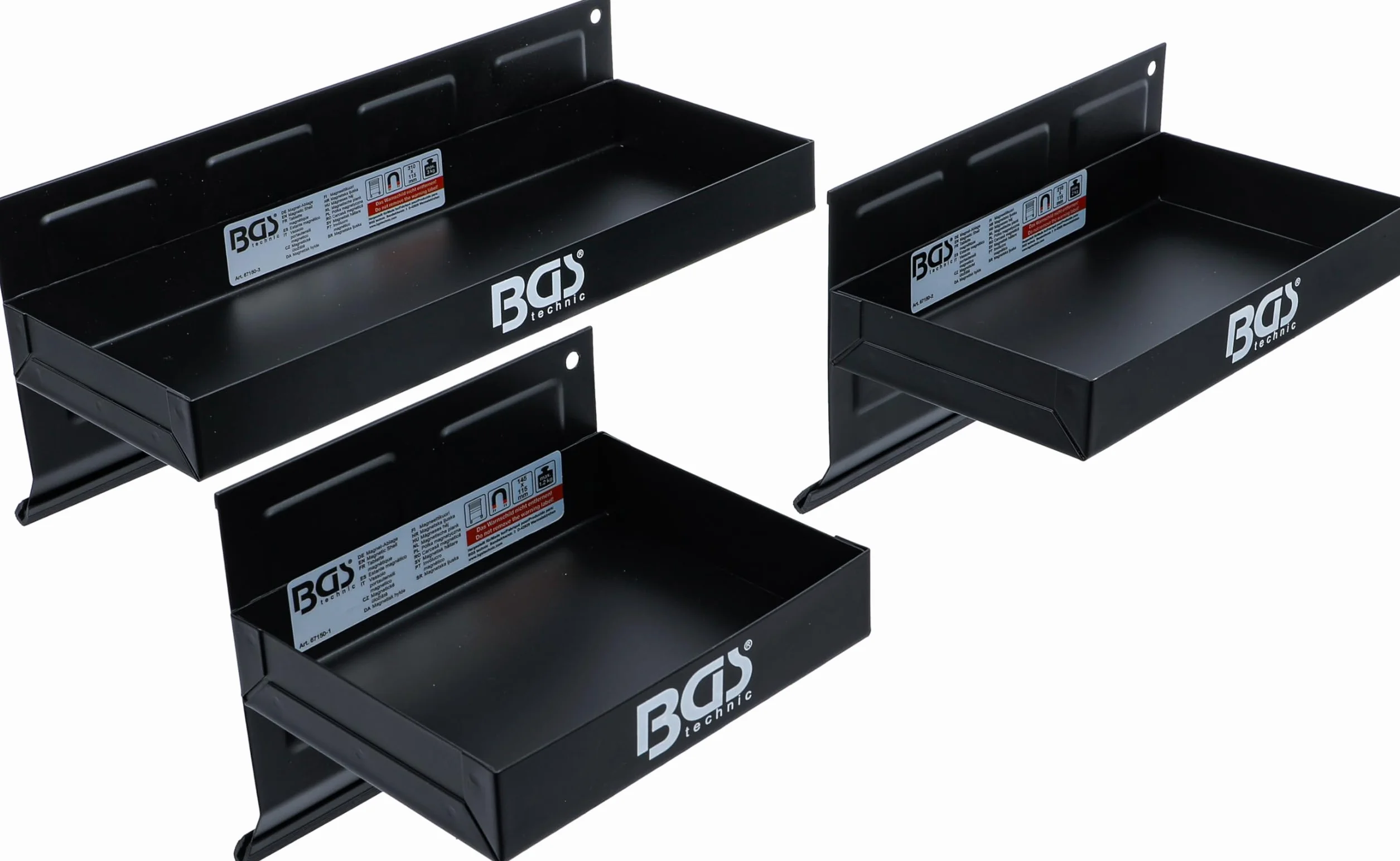 BGS 67150 | Serie di vaschette portaminuteria magnetiche | 150 / 210 / 310 mm | 3 pz.