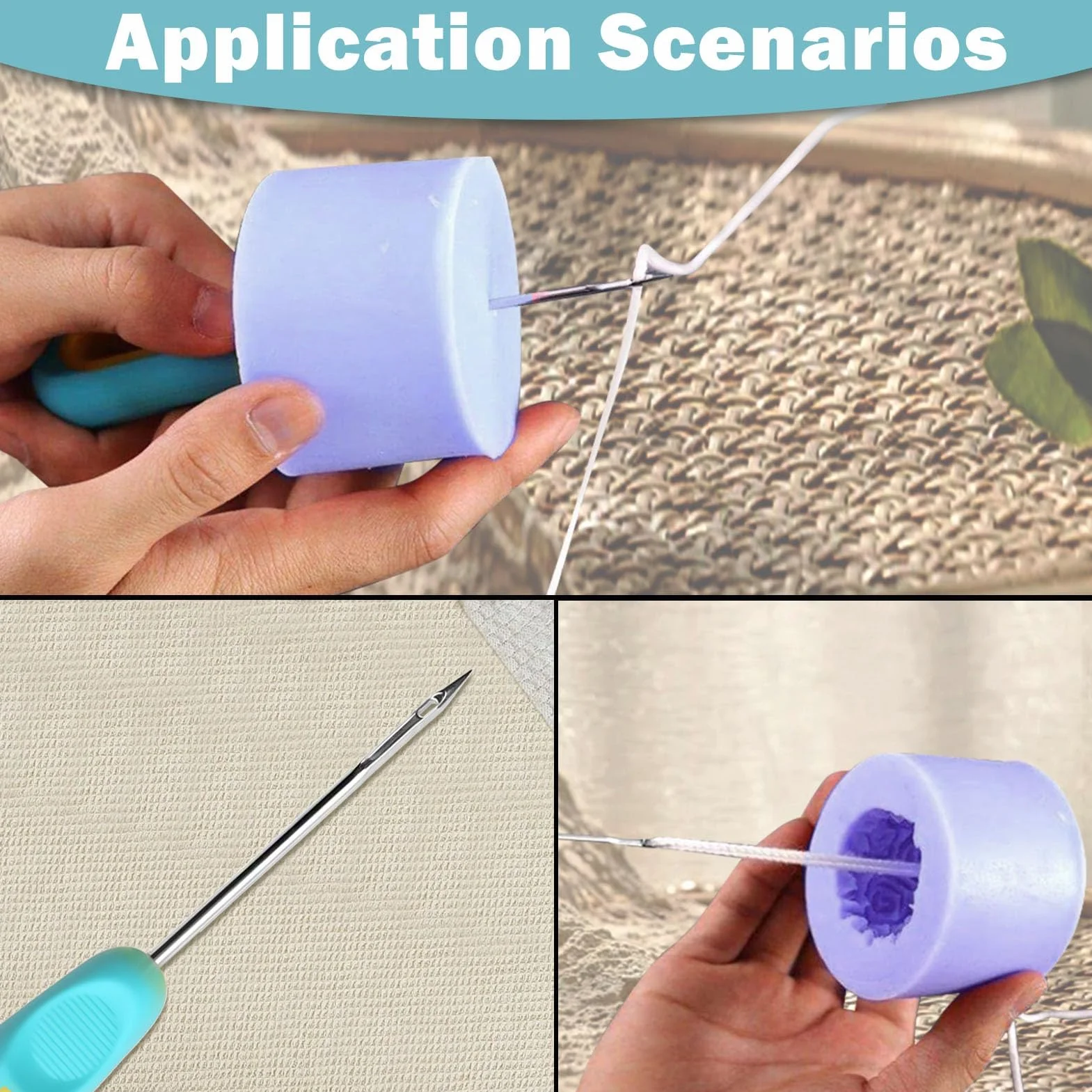 3 Punch Needle Set per la produzione di candele, stoppini per candele, strumenti con cono tondo, trapano a mano, stoppino per stampi in silicone, candele, accessori per candele per
