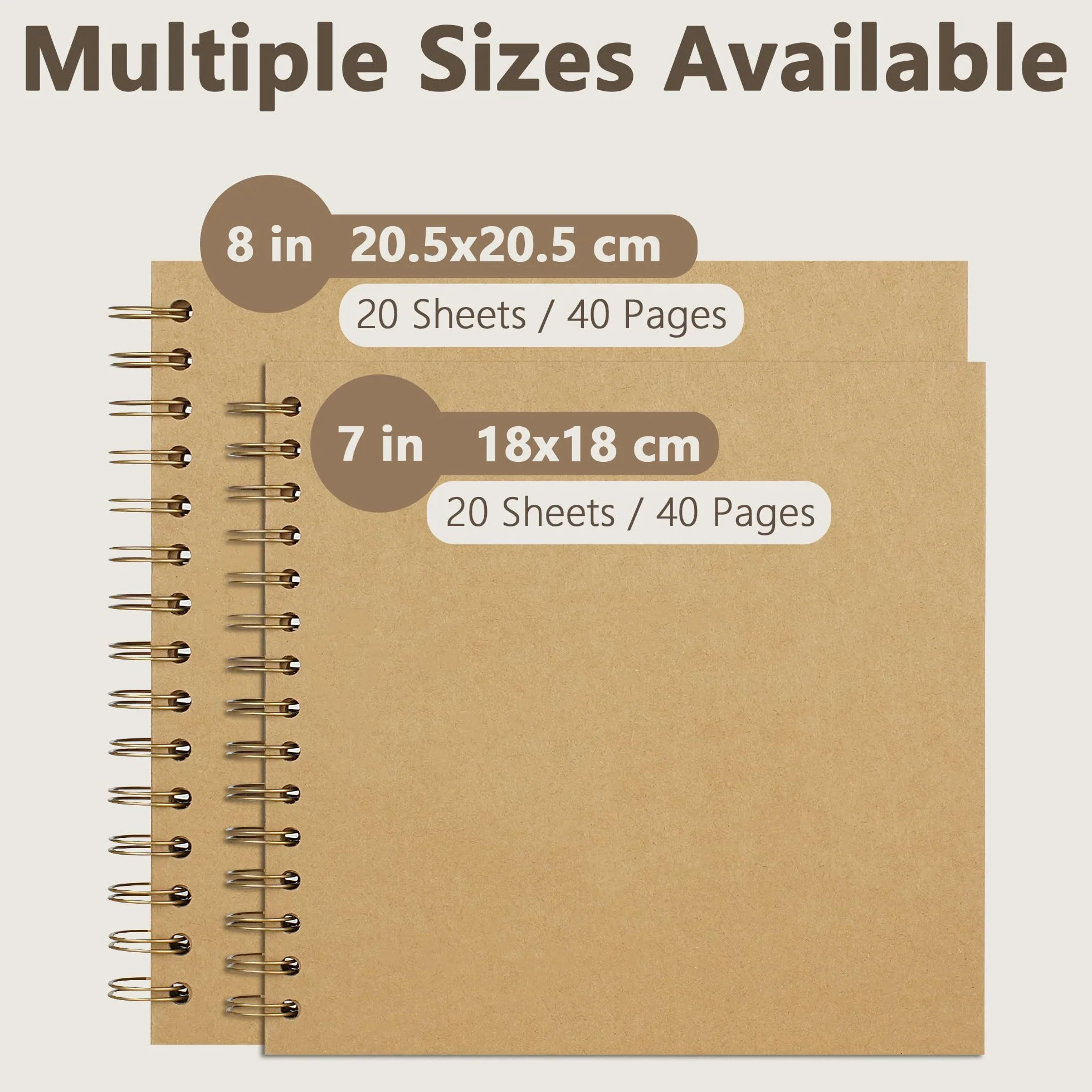 Vienrose DIY Scrapbook Album 20,5x20,5 cm Copertina Rigida Carta Kraft Scrap Book Album Fotografico con 20 Fogli (40 Pagine) Bianche per Matrimonio Baby Shower Famiglia Anniversario, Colore Kraft
