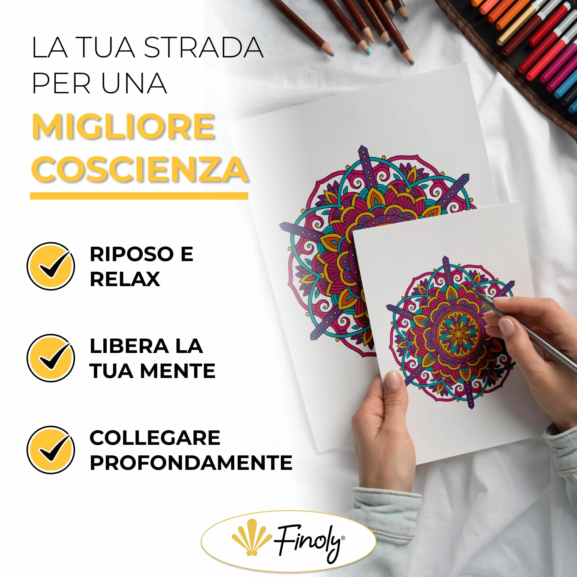 Libro mandala da colorare per adulti A4 30 illustrazioni originali Carta Premium Rilegatura a spirale Volume 1