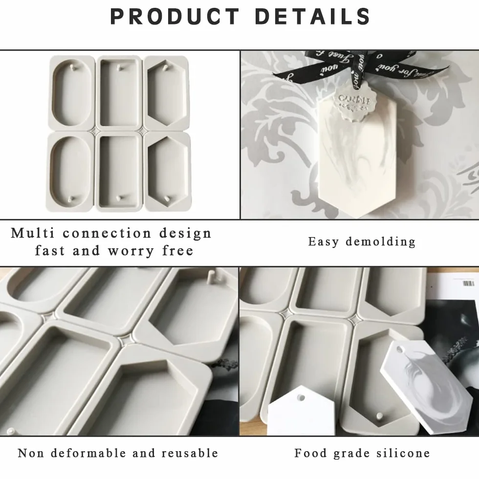 3 Pezzi Stampi in Silicone per Sapone,Stampo per Candele in silicone,Stampi Sapone Fai da Te con Foro per Appendere,6 Cavità e 4 Cavità stampi silicone per DIY Homemade Craft