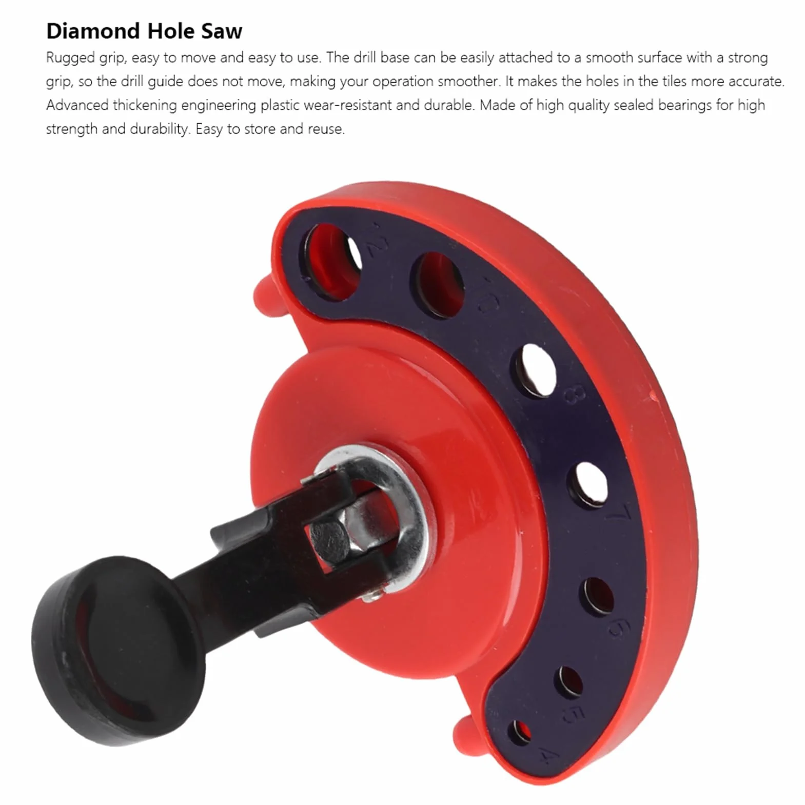 Punta Trapano per a Tazza per Vetro per Piastrelle con Guida per Punte Trapano con Base a Vuoto. Localizzatore di Aperture per Vetro per Piastrelle con Ventosa 4-12 Mm