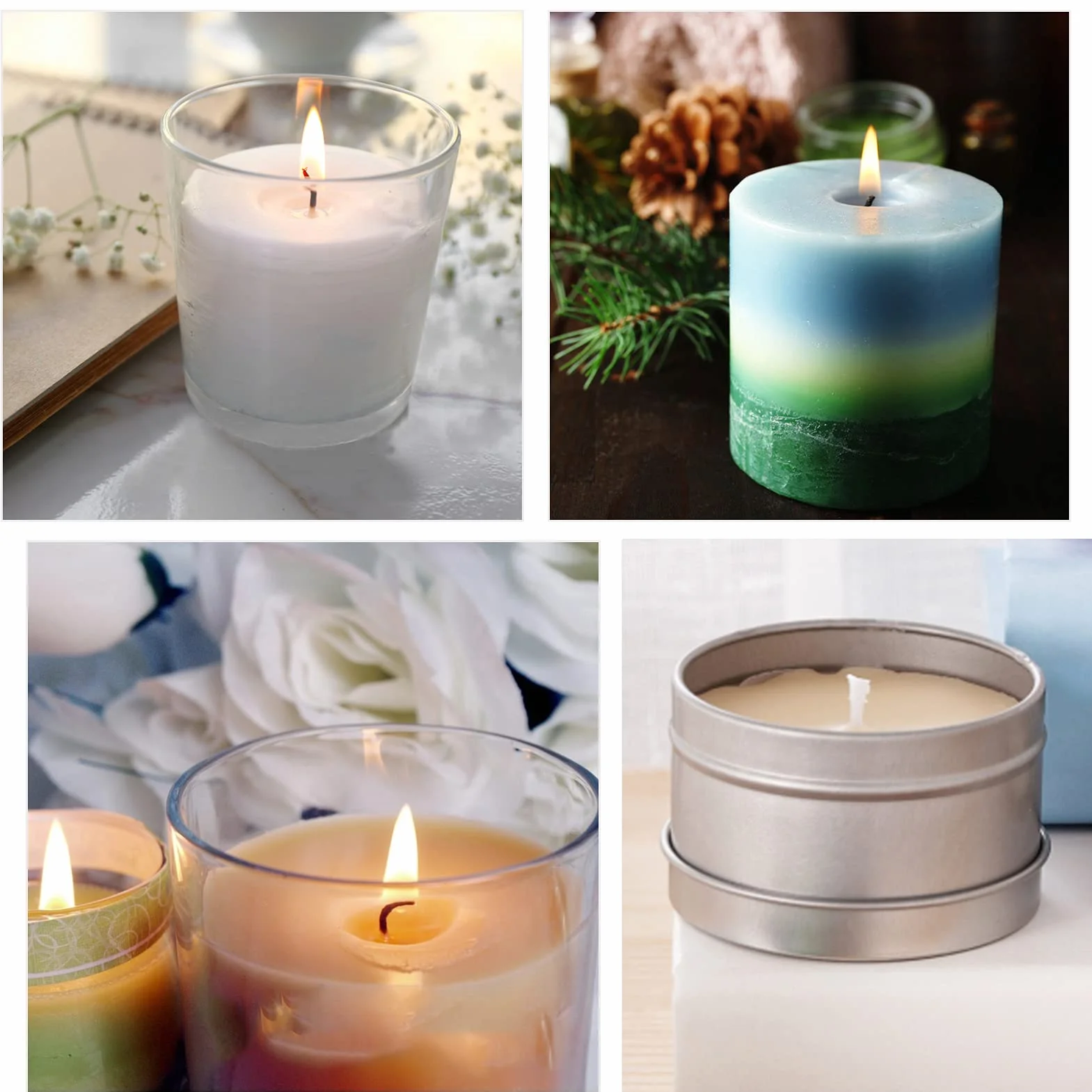 JBEIY Kit Candele Fai Da Te, Kit per Fare Candele per Adulti Principianti, Kit per Candele, Fare Candele Set, Candele Kit con Cera Soia, Stoppini, Adesivi per Stoppini