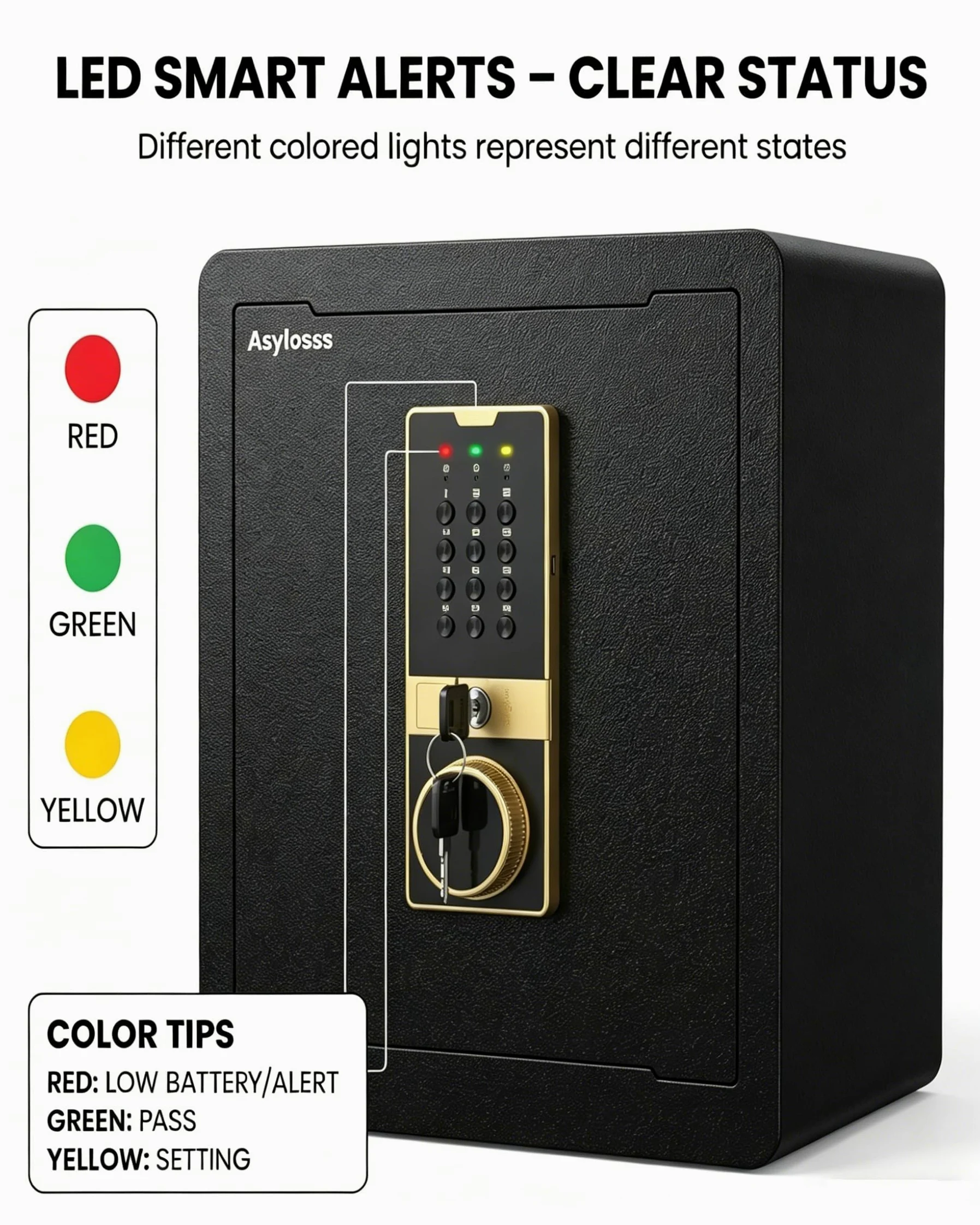 2.0 Cub Safe Box, 44,5 cm di altezza, cassaforte ignifuga con tastiera, chiavi di ricambio e sistema di allarme, cassaforte digitale per documenti, denaro, medicinali