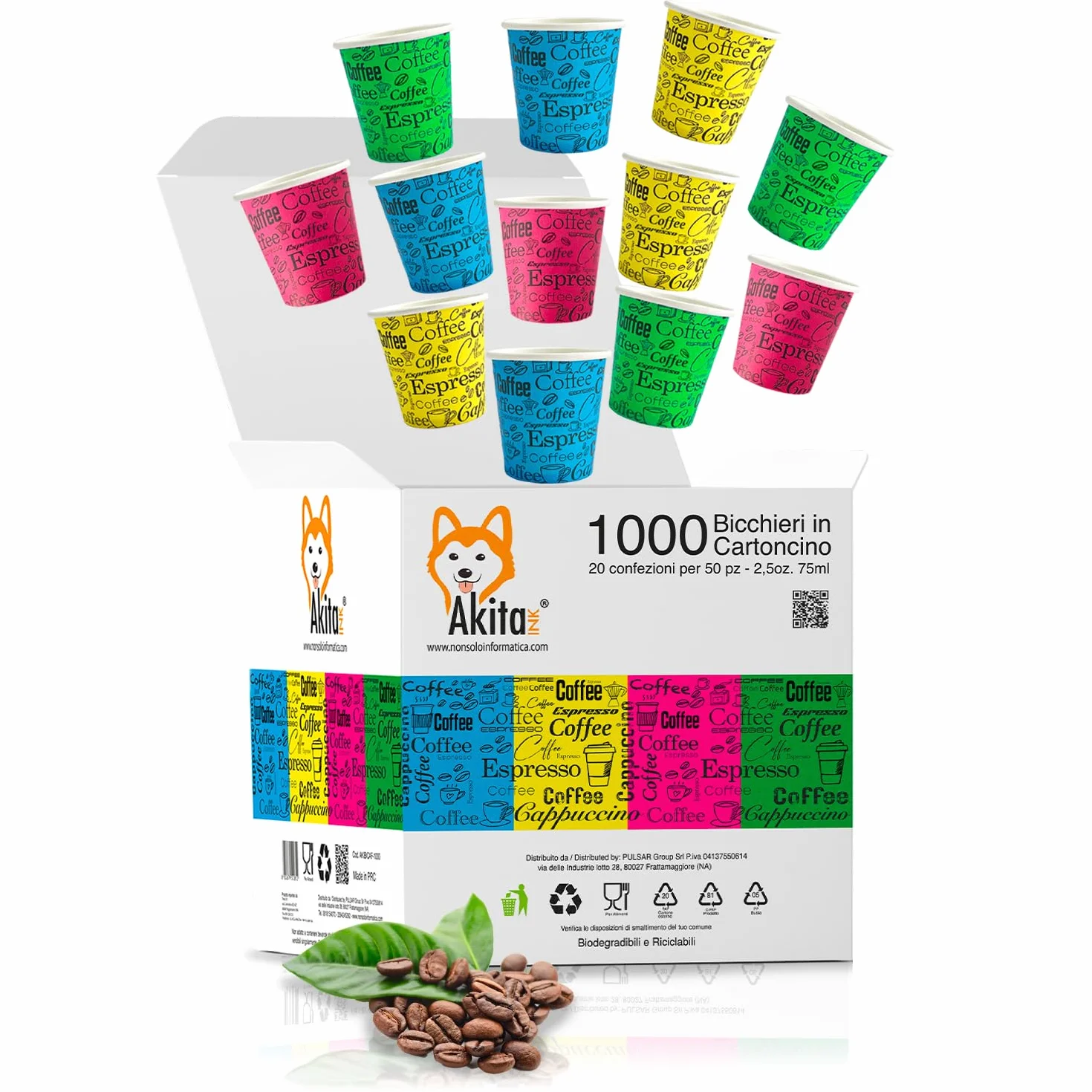 Bicchierini caffè 75 ml biodegradabili biocompostabili usa e getta ecosostenibili