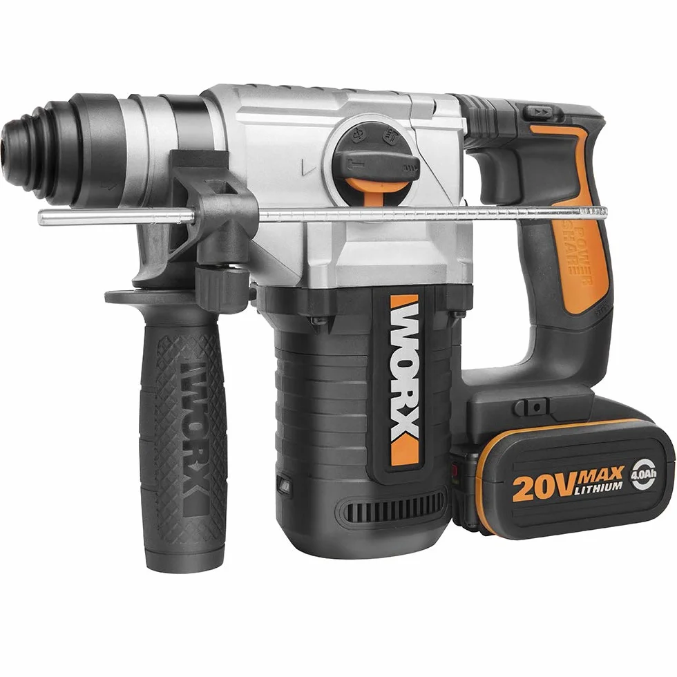 WORX WX392 – Tassellatore 4 funzioni a batteria 20V, potenza 2,2j, dotato di 2 batterie da 4Ah