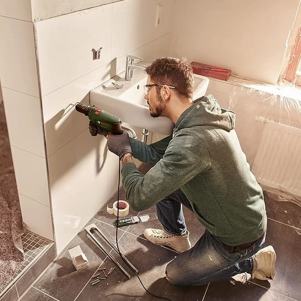 Bosch Home and Garden Bosch Trapano Elettrico a Percussione EasyImpact 600 (600 W, in Valigetta), Verde, 1/2 pollice