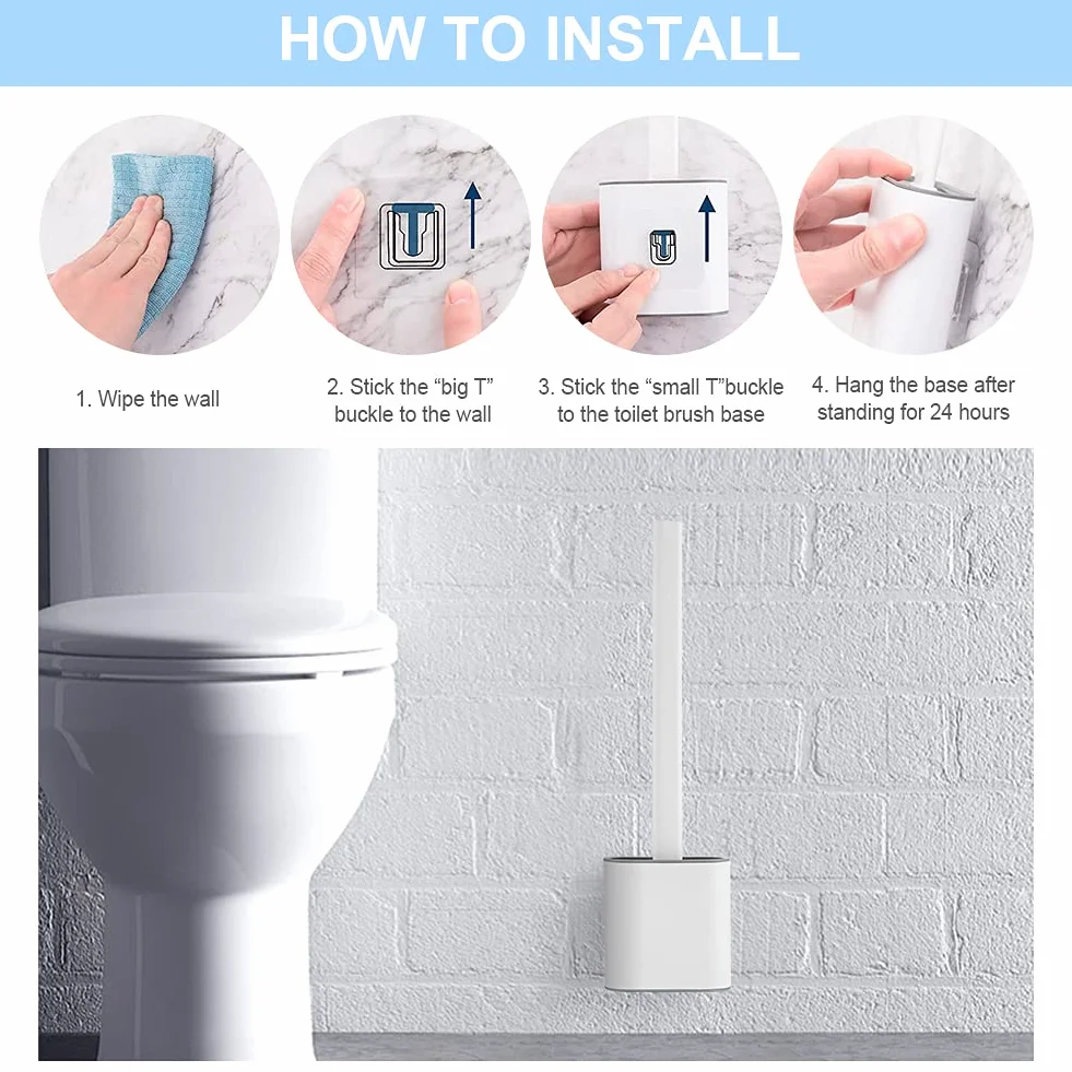 Ibergrif M34151-3 Scopino e Supporto per Toilette Spazzola WC Bagno Silicone Bianca