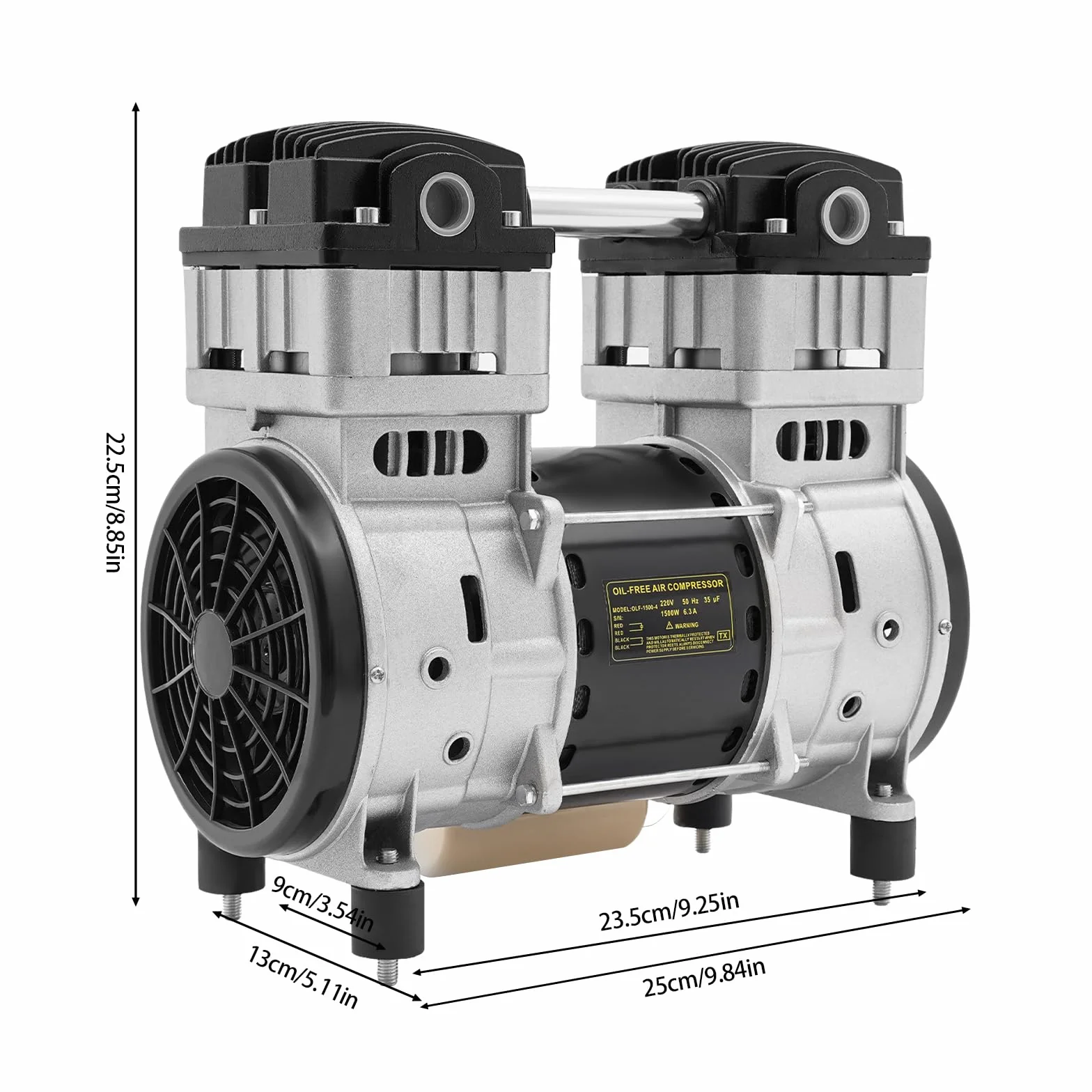 1500 W, testa della pompa, 220 V, 2800 giri/min, motore in rame puro con 2 silenziatori esterni e 4 piedini ammortizzanti, silenzioso, eccellente dissipazione del calore
