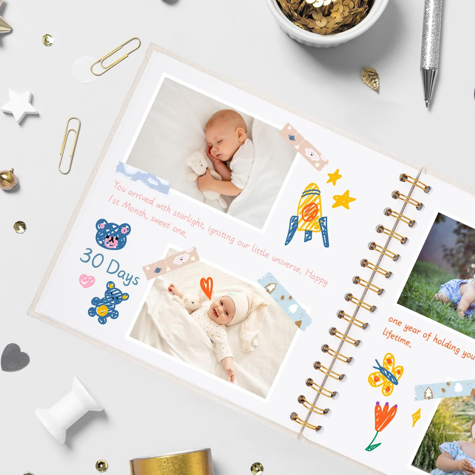 Vienrose Album Fotografico in Lino, 20,5 x 20,5 cm Libro dei Ricordi con 40 Pagine Bianche Fai Da Te per Viaggi Famiglia Matrimonio Natale, Verde erba