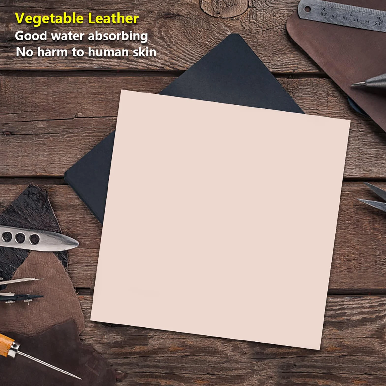 Pelle naturale conciata al vegetale, vera pelle di cowskin genuina marrone per portafoglio cintura scarpe fare fai da te cucito (2,0 di spessore 20 x 20 cm)