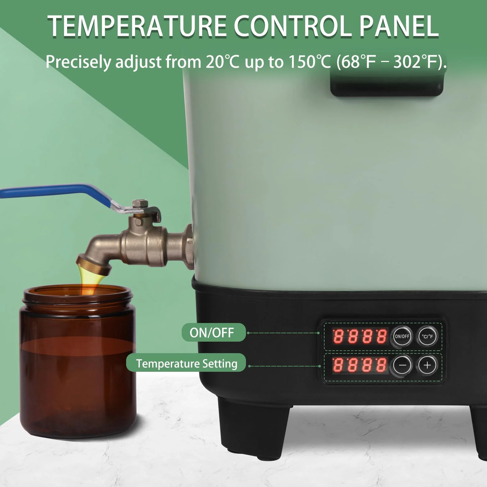 Fonde Cera Elettrico da 6,5 L per Candele e saponi – Pannello di Temperatura Digitale con beccuccio, Rivestimento Antiaderente, Fondo a V per versare e Pulire Facilmente