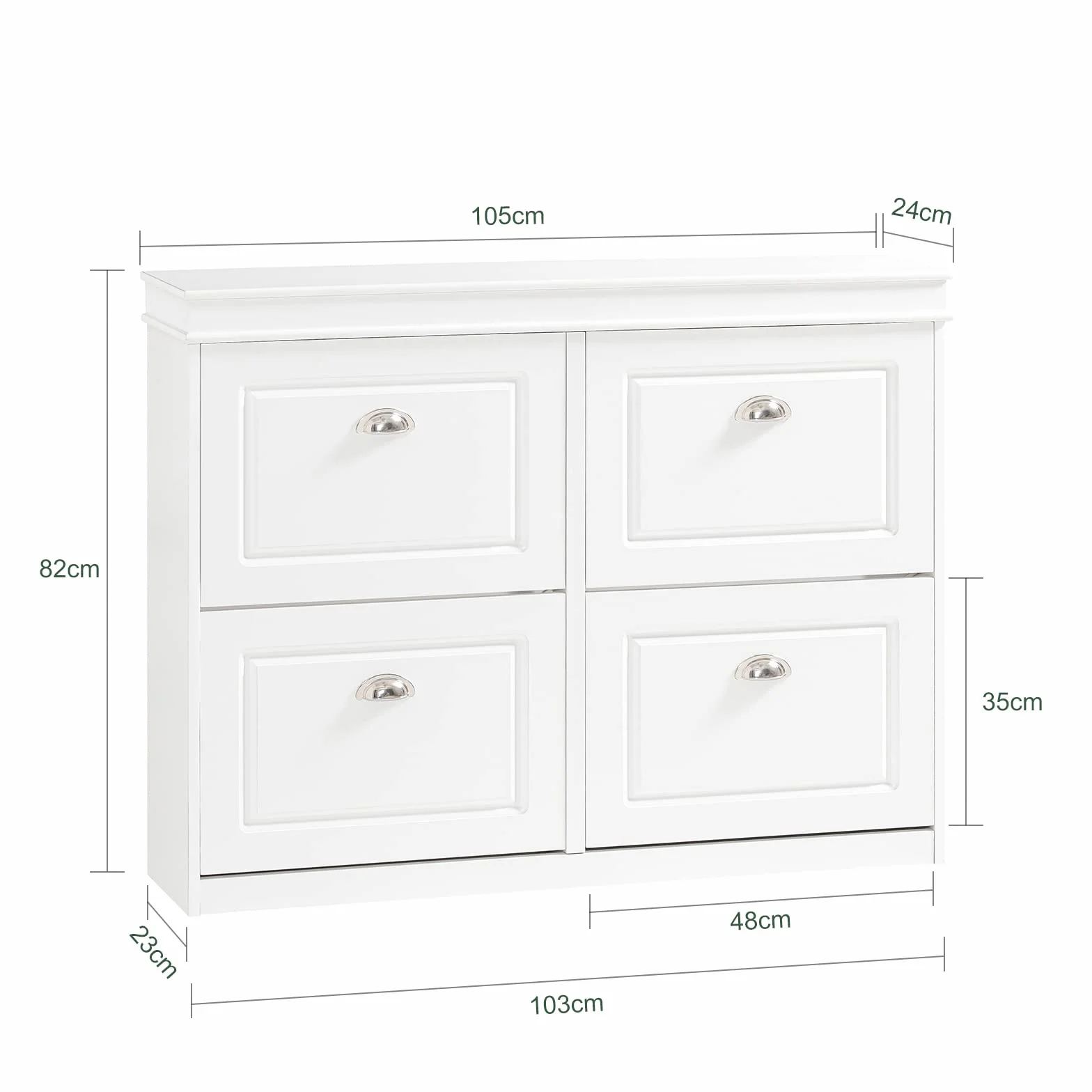 SoBuy Scarpiera Salvaspazio Slim Mobiletto da Ingresso con 4 Ante a Ribalta, Armadio Portascarpe Scarpiera Moderna per Ingresso, Corridoio o Camera da Letto 105x24x83cm Bianca FSR79-W