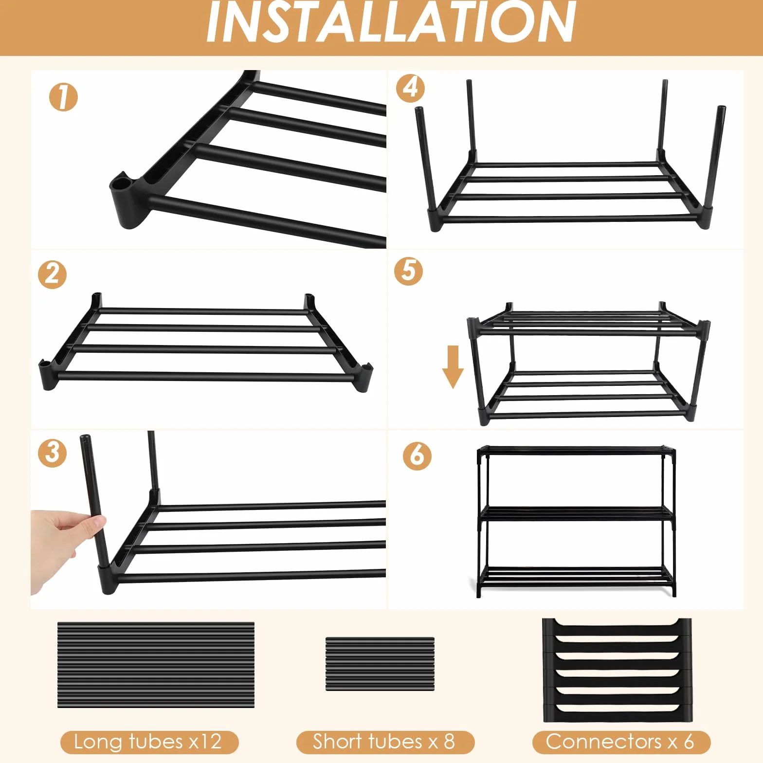 Scarpiera Ingresso a 3 Livelli, Scarpiera Piccola Portascarpe da Armadio Organizer Scarpe Salvaspazio in Metallo Slim Shoe Rack per Soggiorno Corridoio Camera da Letto, Nero