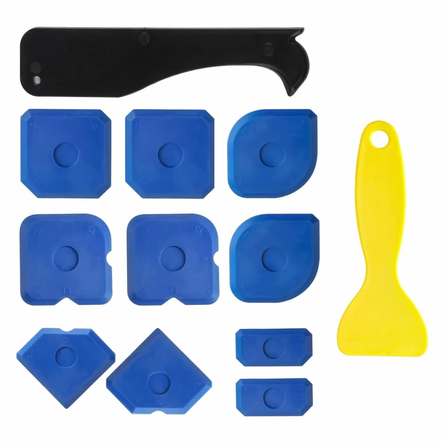 12 Pezzi Set Strumenti in Silicone per Stuccatura, Silikonabzieher e Fugenabzieher per Cucina, Bagno e Resina Acrilica, Rimuovi e Leviga Silicone con Facilità"