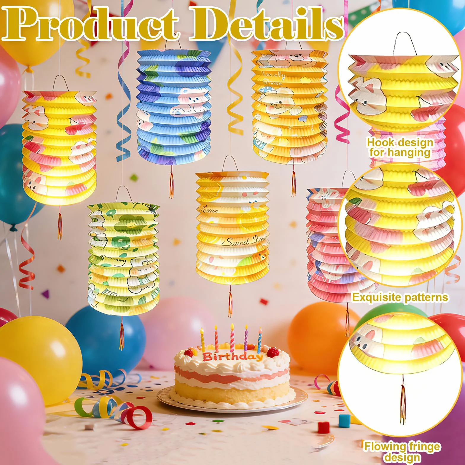 Set di 12 Lanterna Cinese in Carta, 6,3 Pollici, Decorazione per Compleanno, Matrimonio e Festa di Capodanno, 6 Colori, per Interni ed Esterni