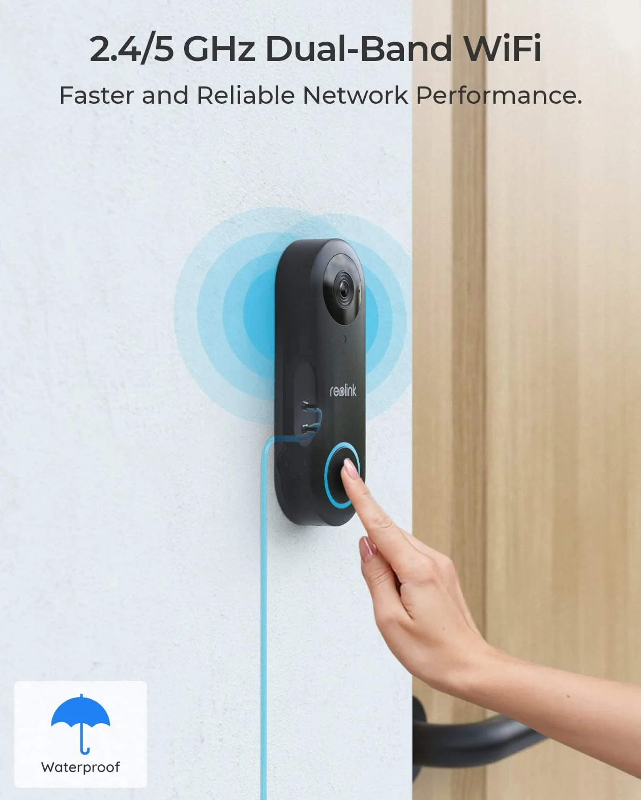 Reolink 5MP Videocitofono Wi-Fi 2,4/5 GHz con Chime, Rilevamento Uomo, Audio Bidirezionale, Visione Notturna Infrarossi, Doorbell WiFi Nero Ricondizionato