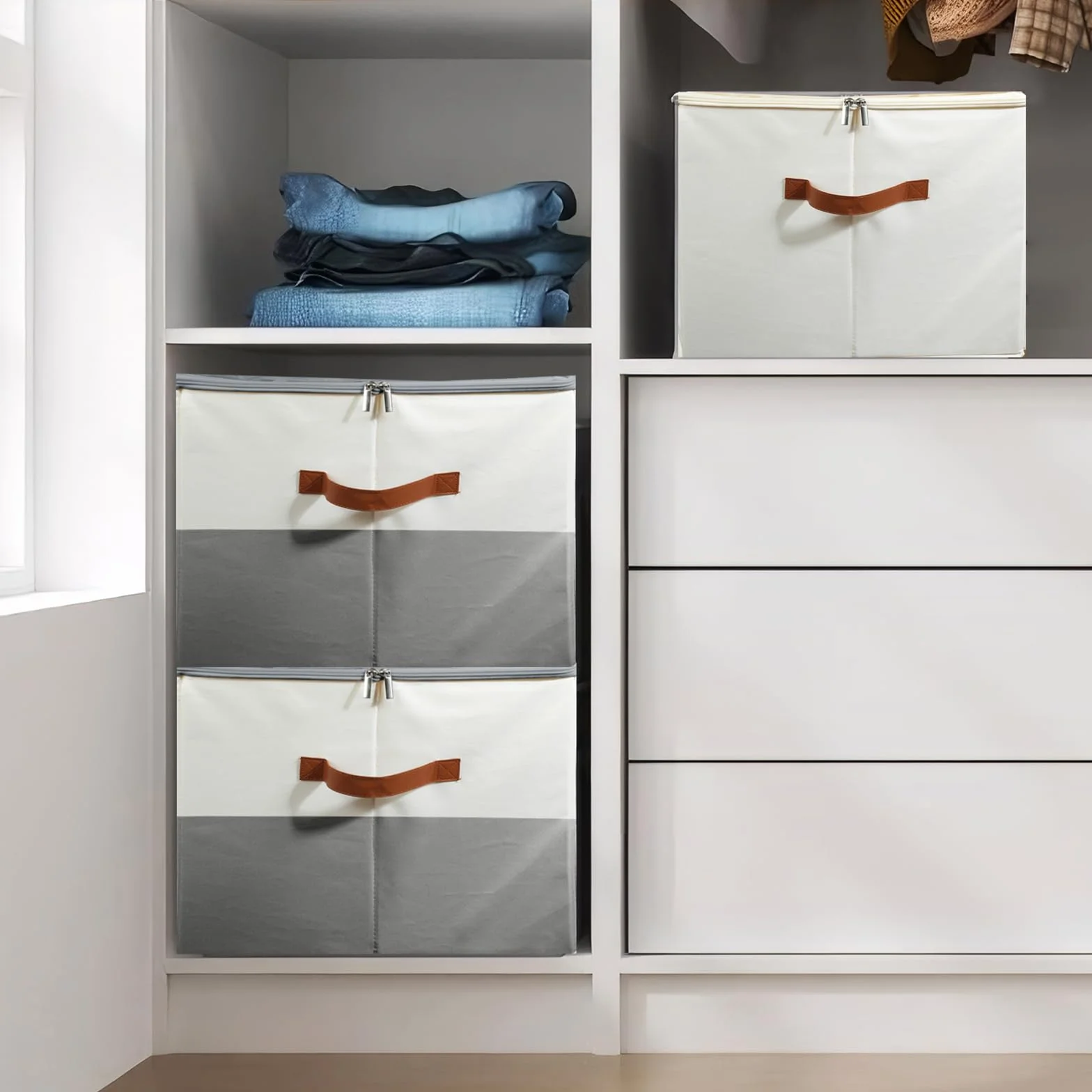 Organizer per Scarpe per 16 Paia, Grande Scatola per Scarpe Contenitore con Scomparti Regolabili, Pieghevole Risparmio Spazio Scatole per Scarpe (Beige)
